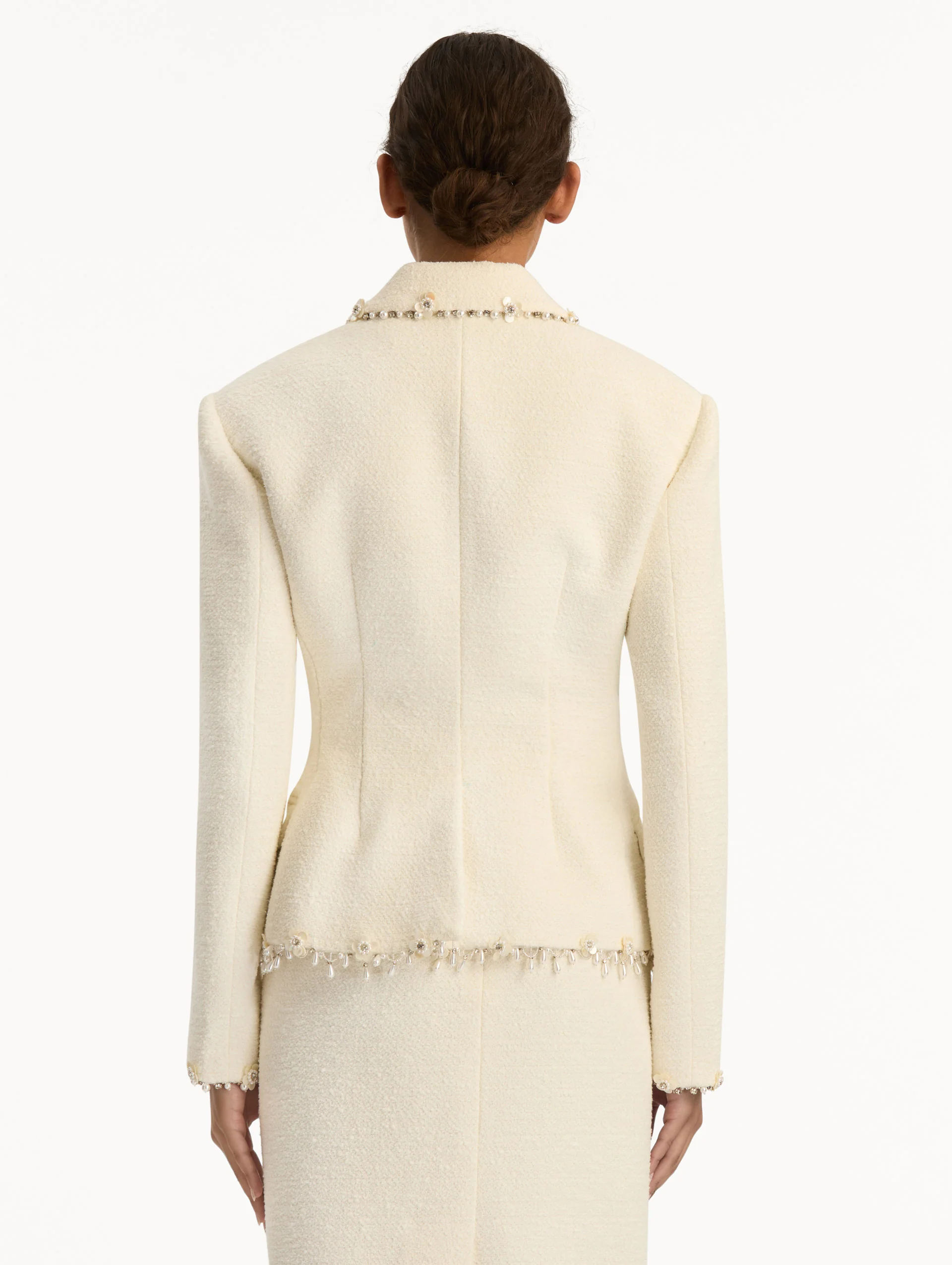 Floral Jeweled Fringe Tweed Jacket - Image 4