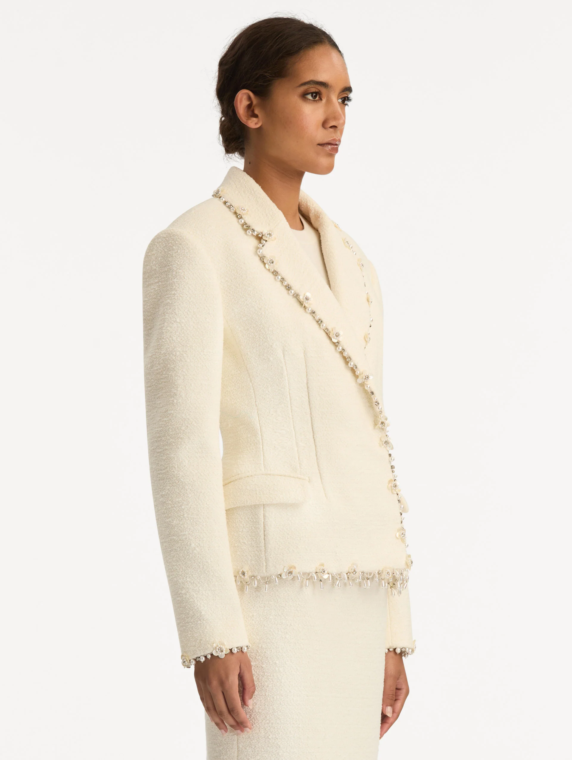Floral Jeweled Fringe Tweed Jacket - Image 5