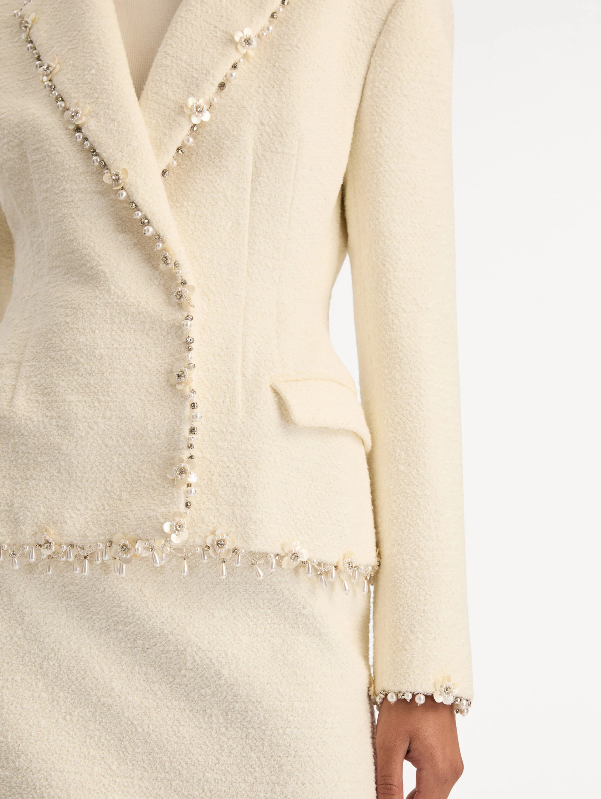 Floral Jeweled Fringe Tweed Jacket - Image 6