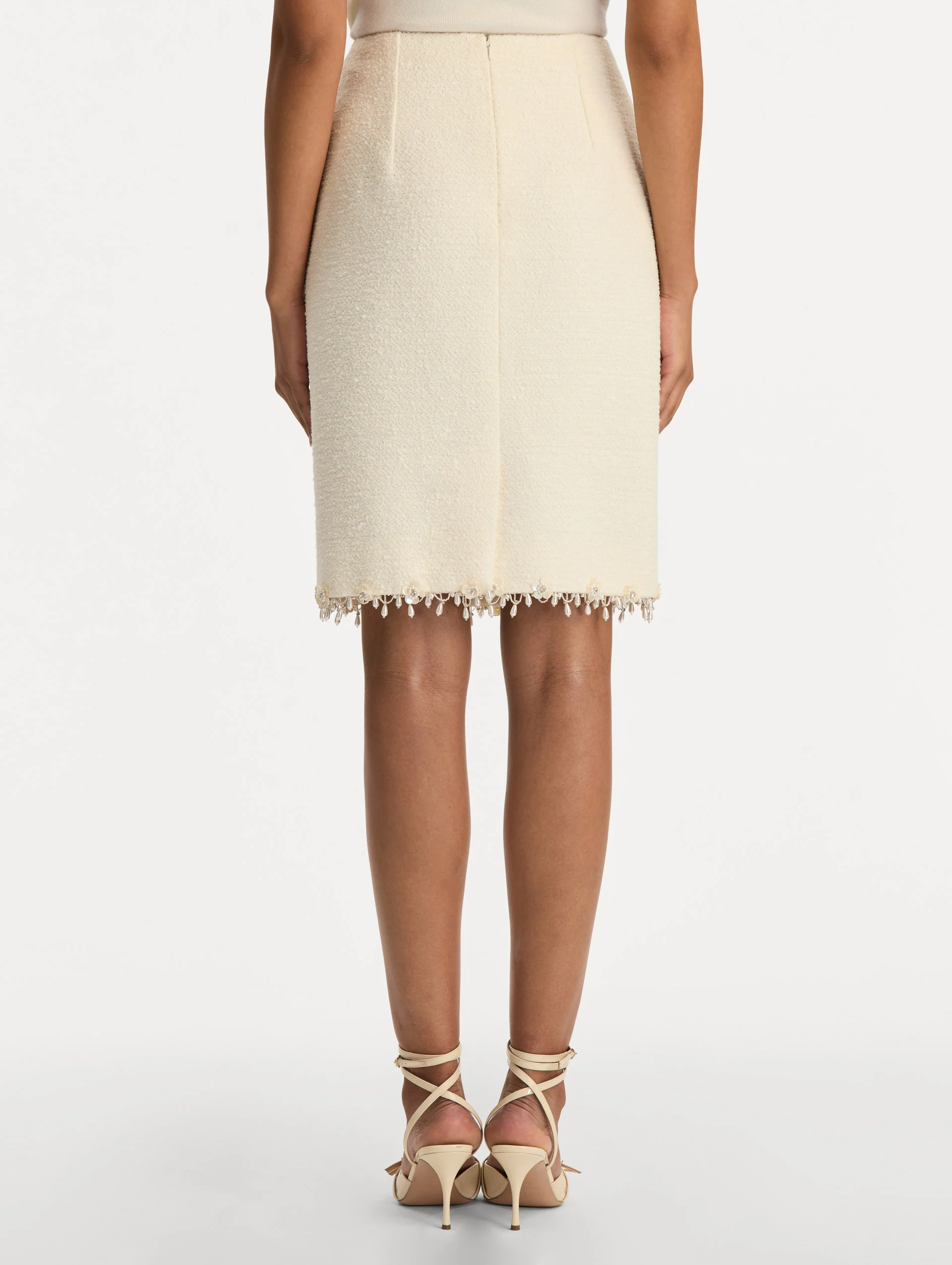 Floral Jeweled Fringe Tweed Skirt - Image 4