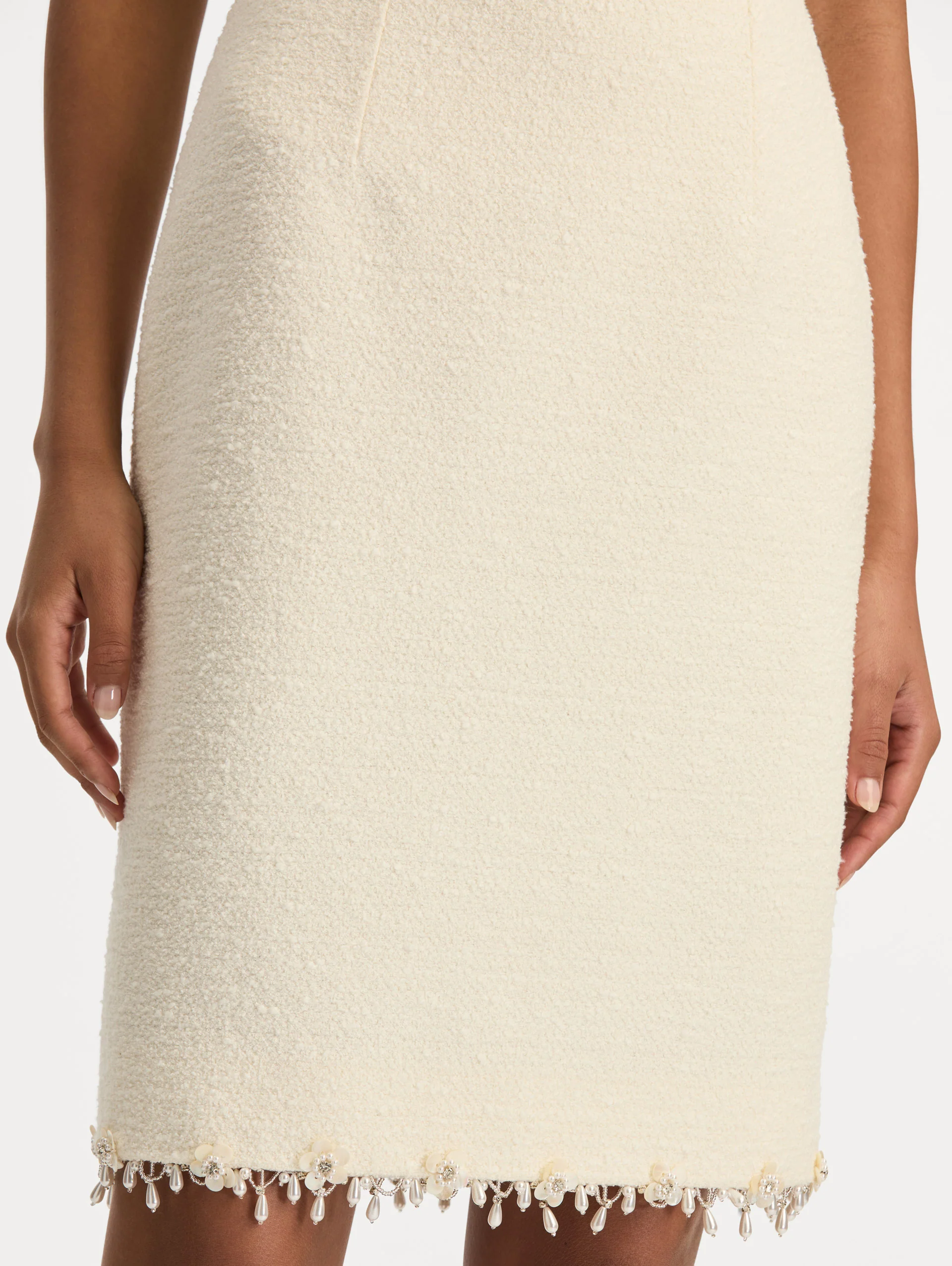 Floral Jeweled Fringe Tweed Skirt - Image 6