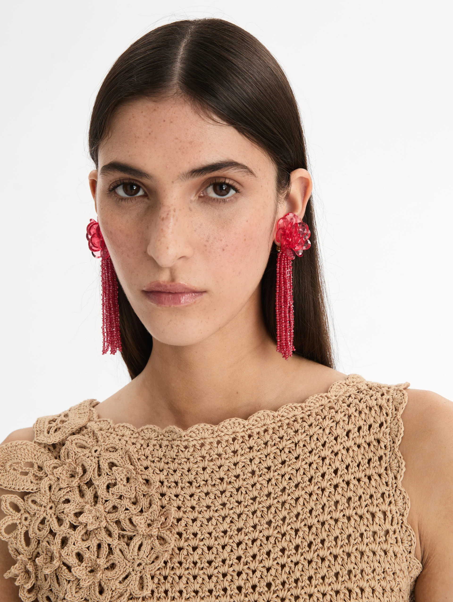 Flower Chanelier Clip-On Earrings - Image 2