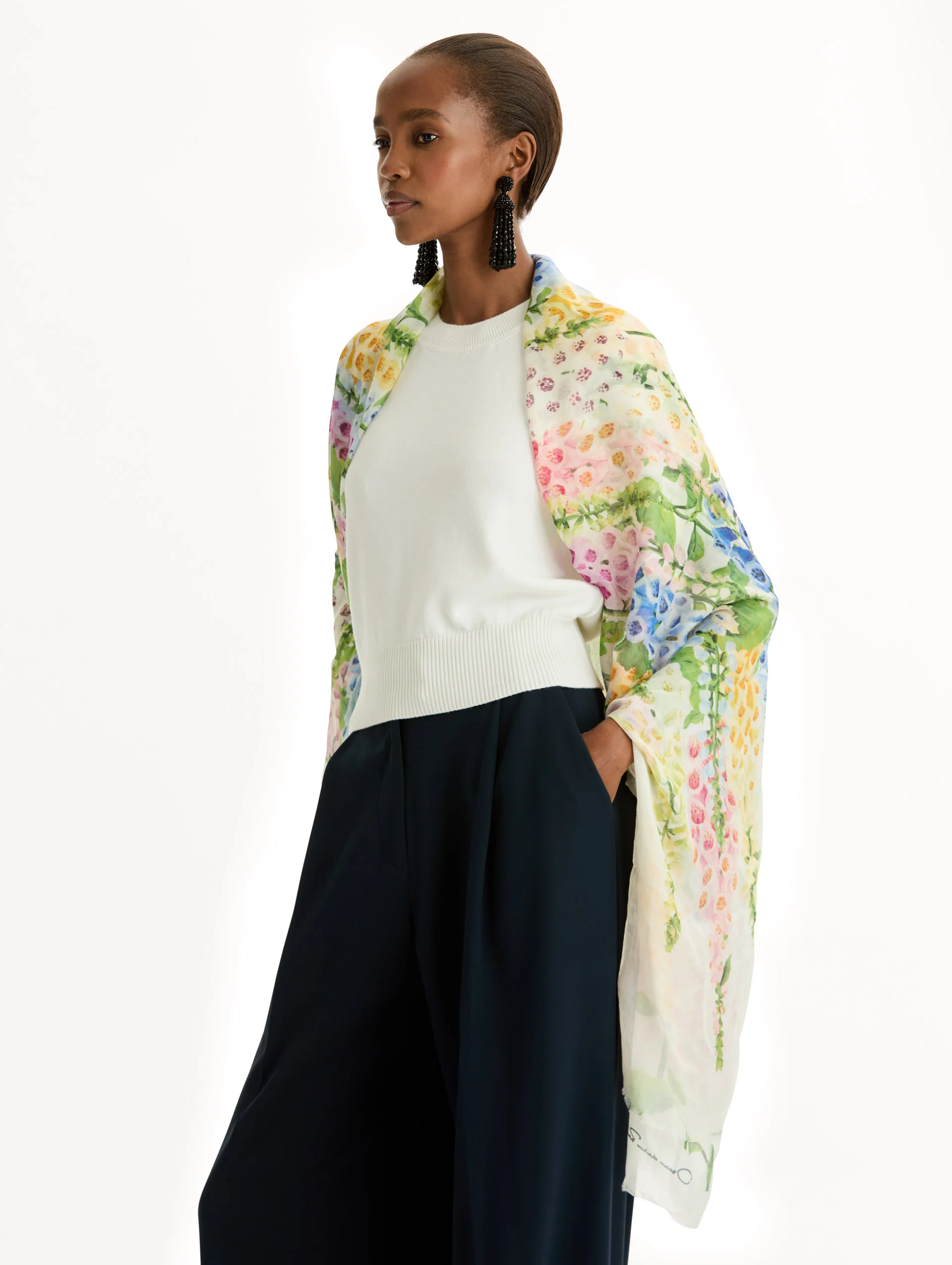 Foxglove Cashmere-Blend Scarf - Image 3