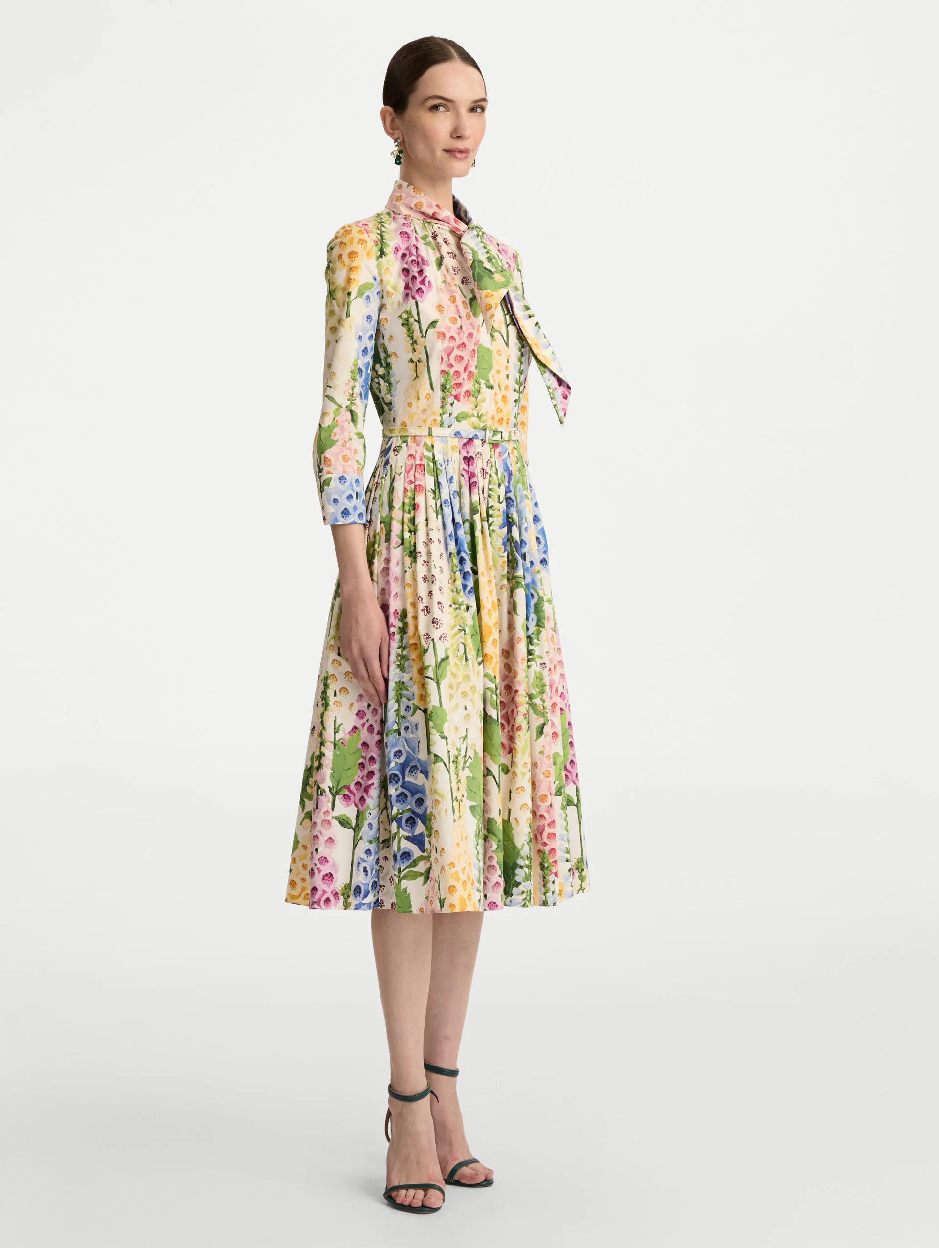 Foxglove Cotton Poplin Tie-Neck Dress - Image 4