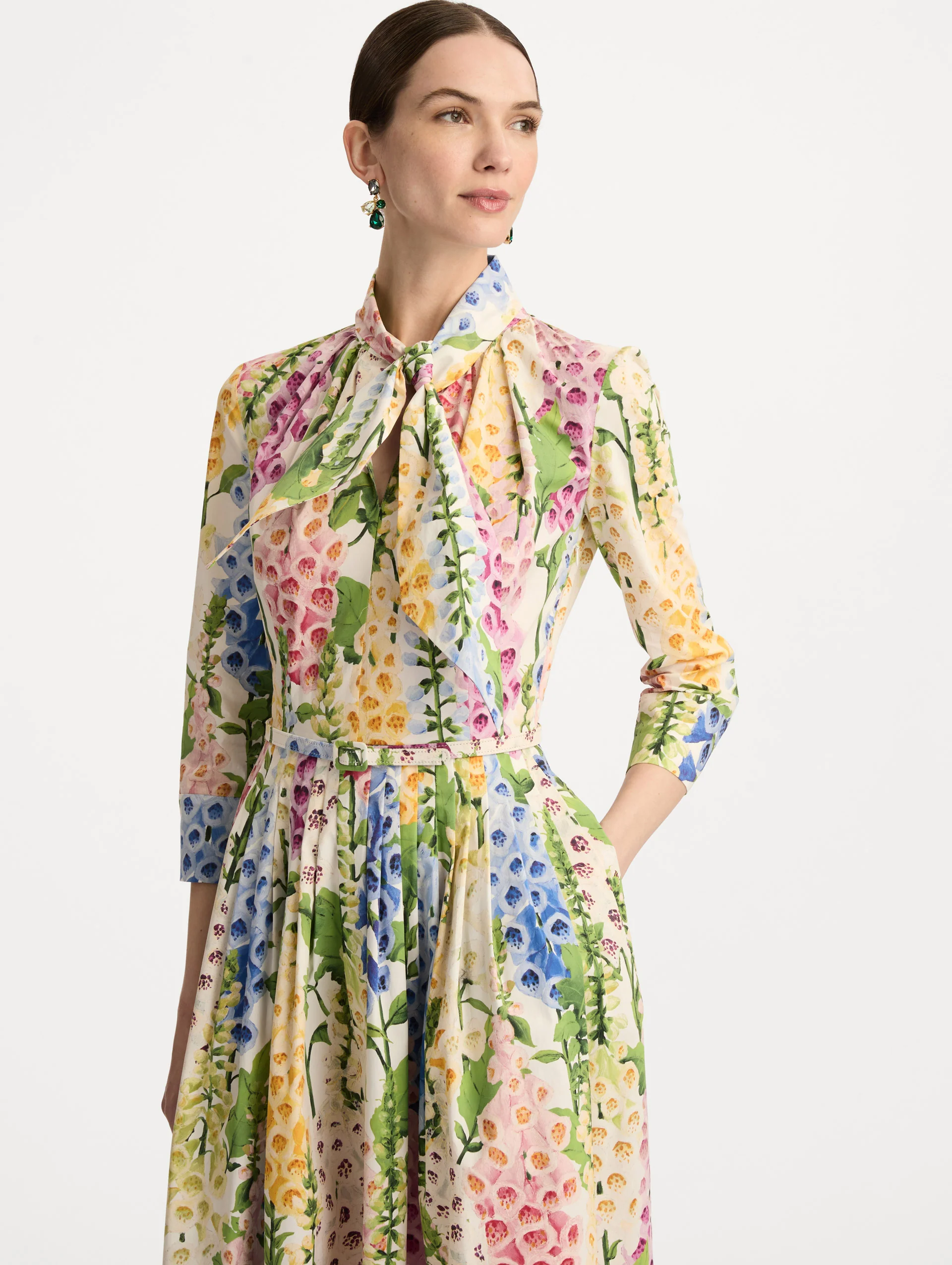 Foxglove Cotton Poplin Tie-Neck Dress - Image 5
