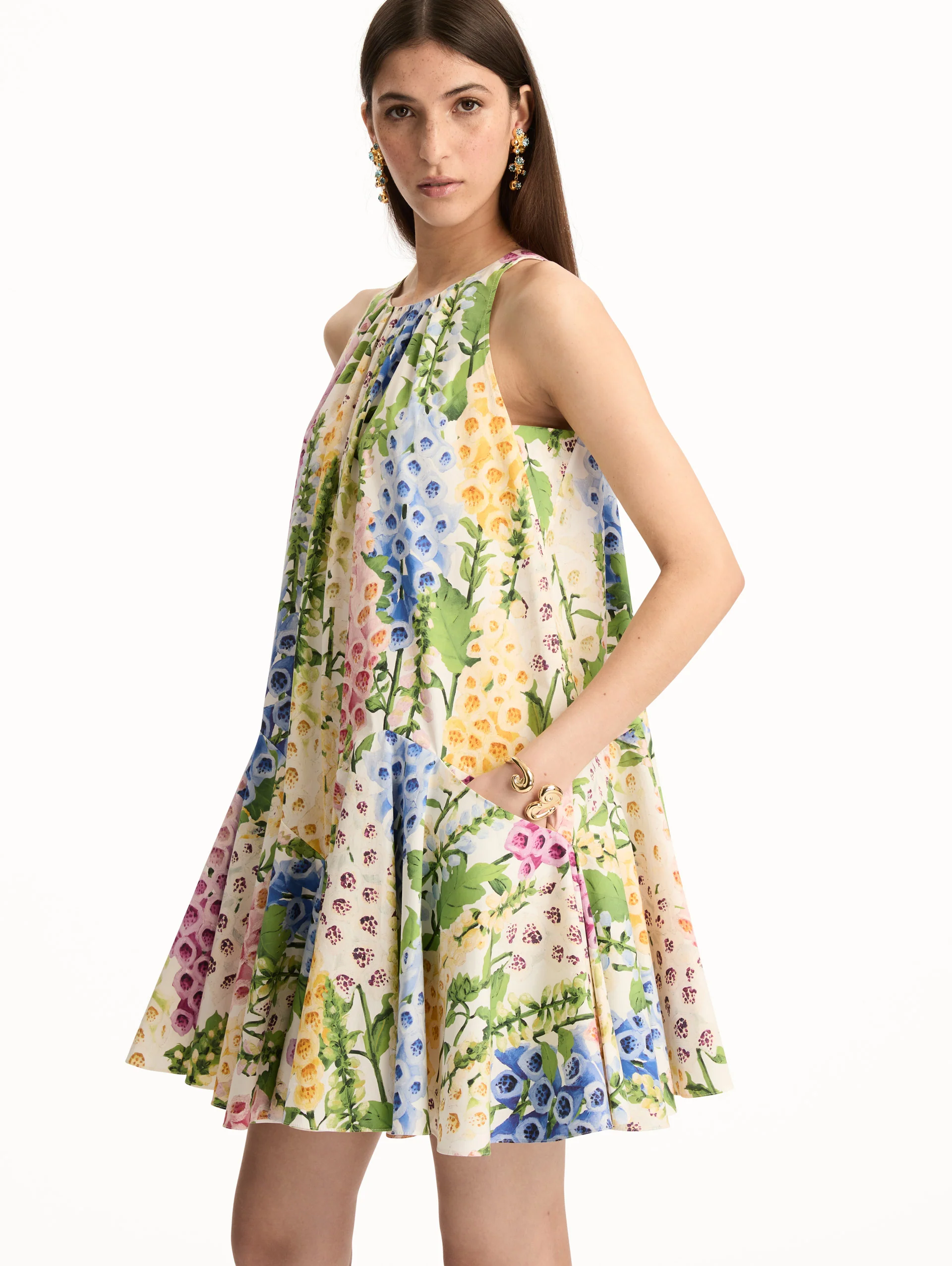 Foxglove Cotton Poplin Trapeze Dress - Image 5