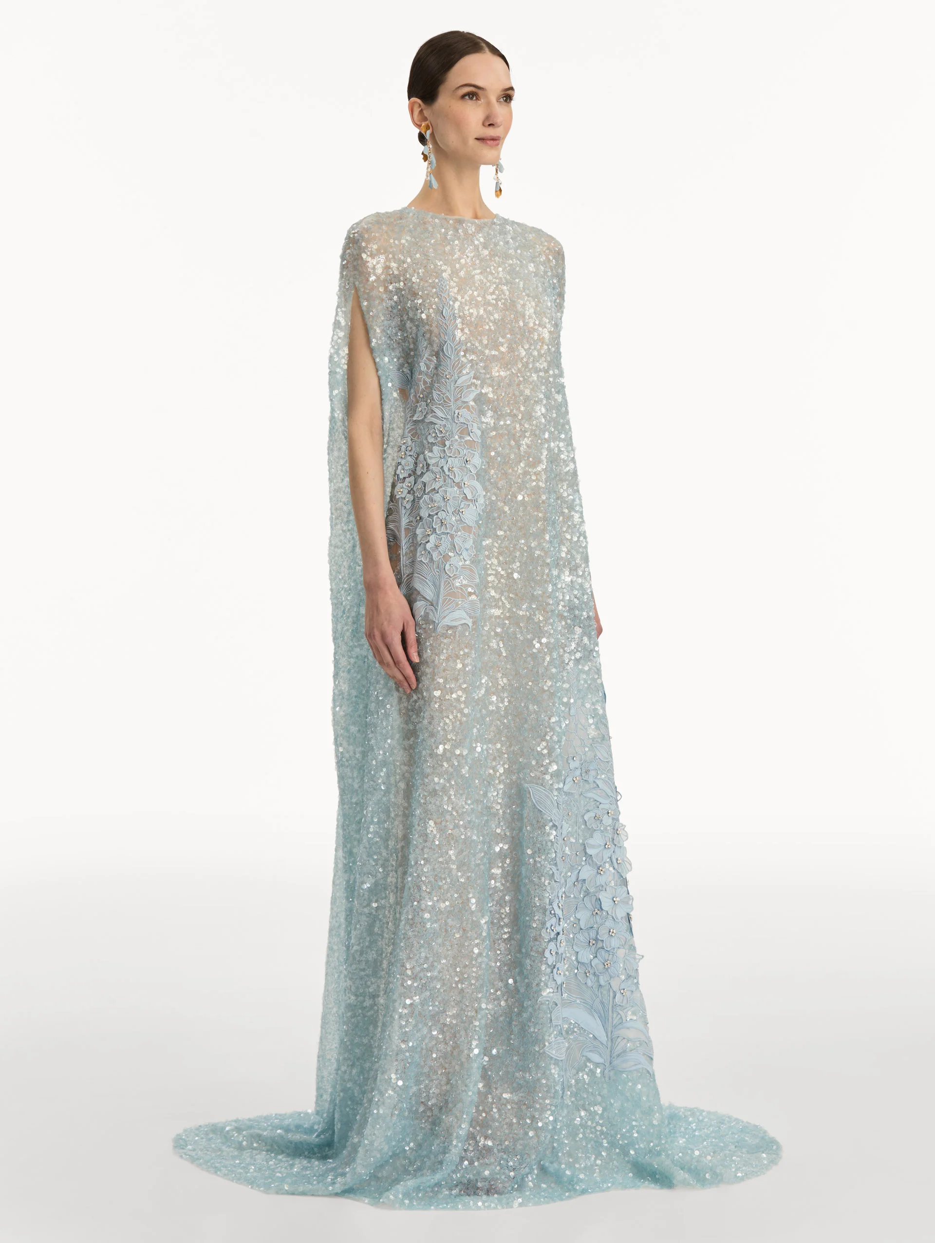 Foxglove Embroidered Sequin Tulle Caftan - Image 4