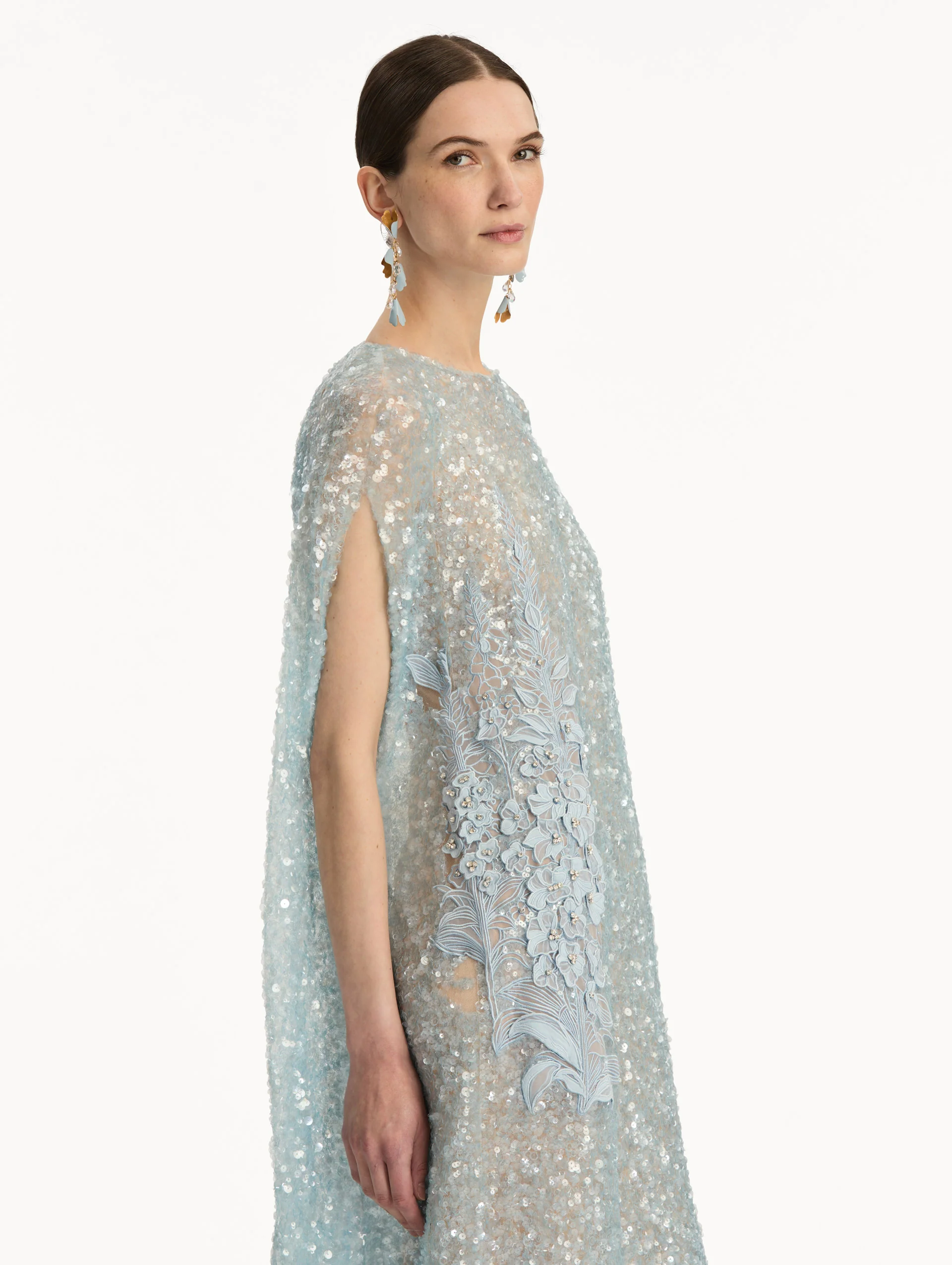 Foxglove Embroidered Sequin Tulle Caftan - Image 5