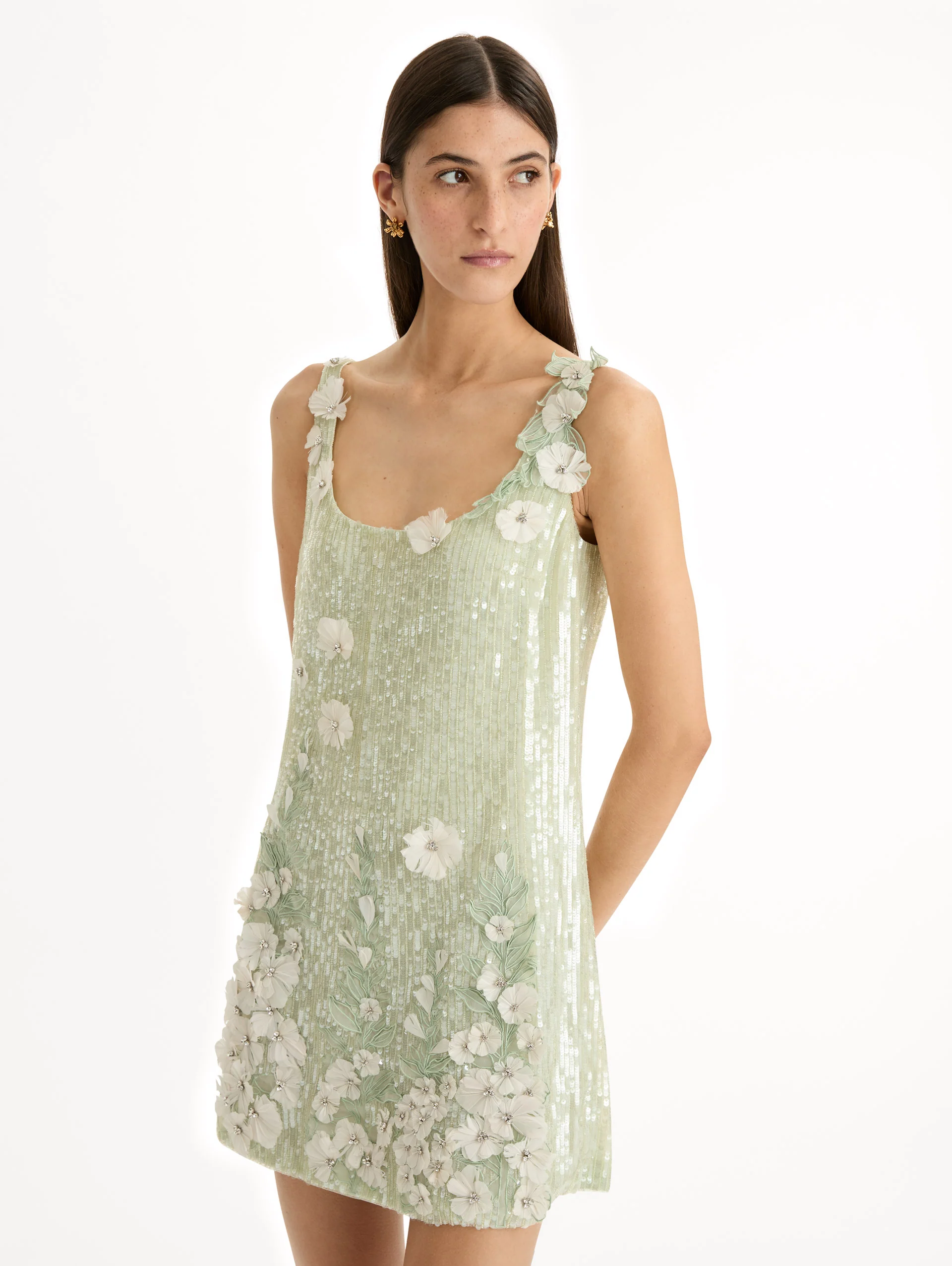 Foxglove Embroidered Sequin Tulle Shift Dress - Image 5