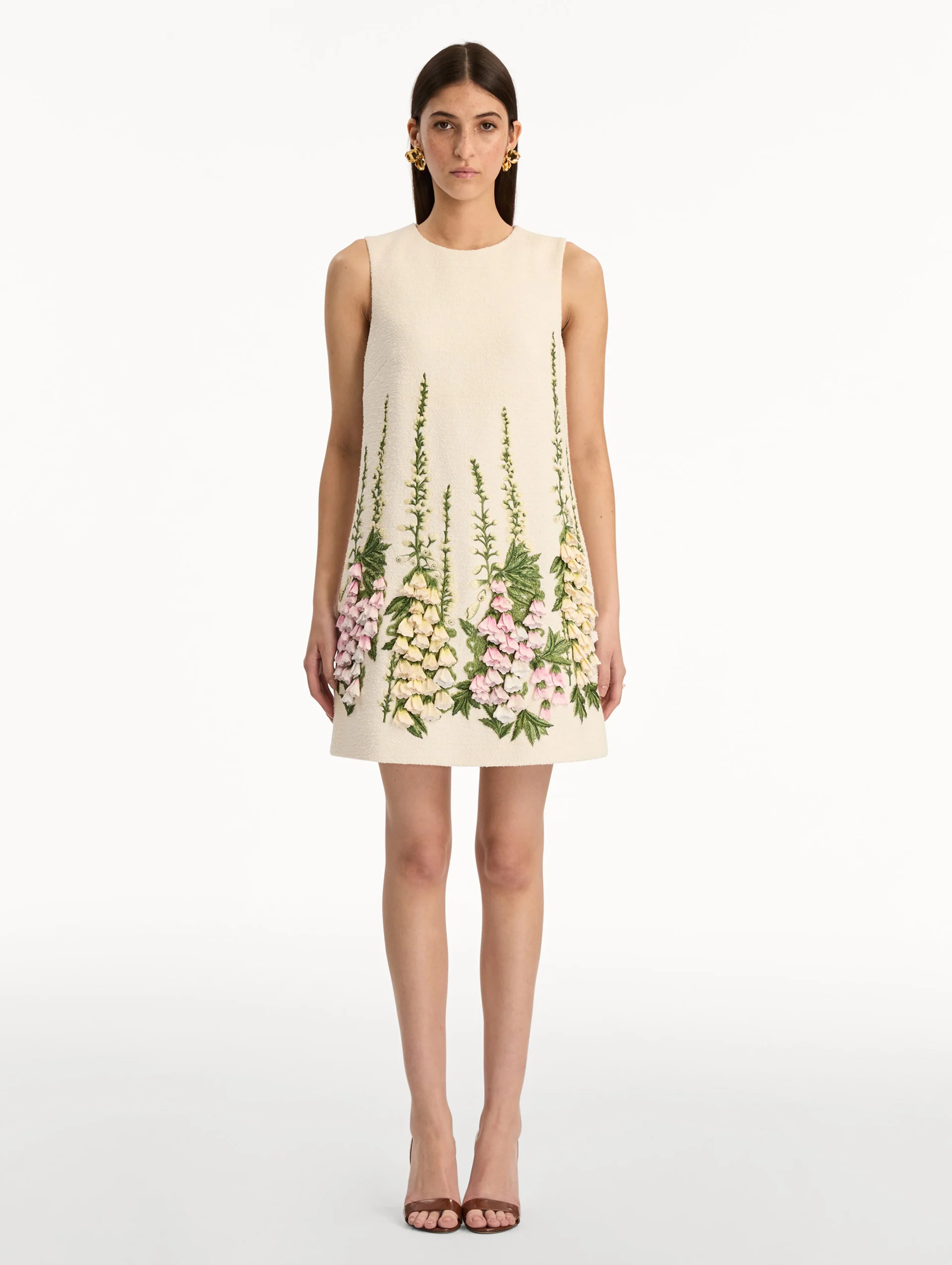 Foxglove Embroidered Tweed Shift Dress - Image 2