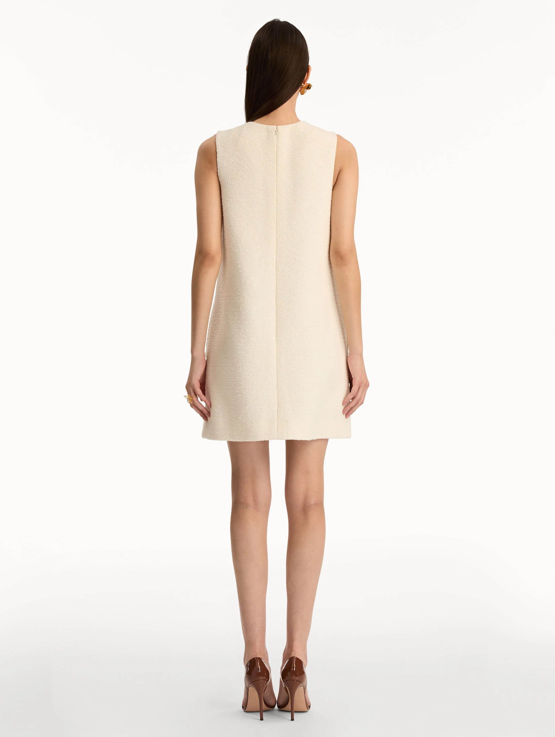 Foxglove Embroidered Tweed Shift Dress - Image 3