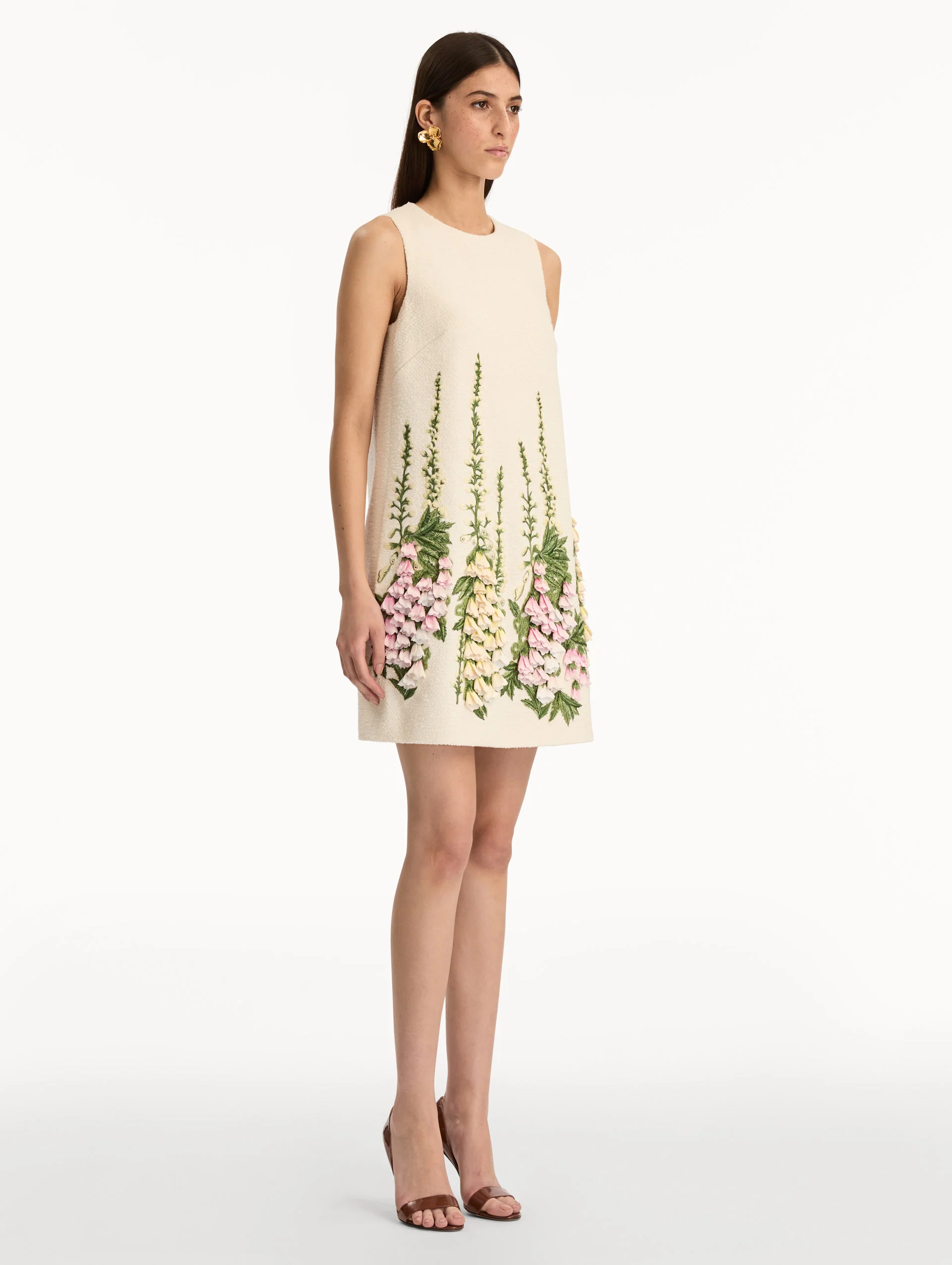 Foxglove Embroidered Tweed Shift Dress - Image 4