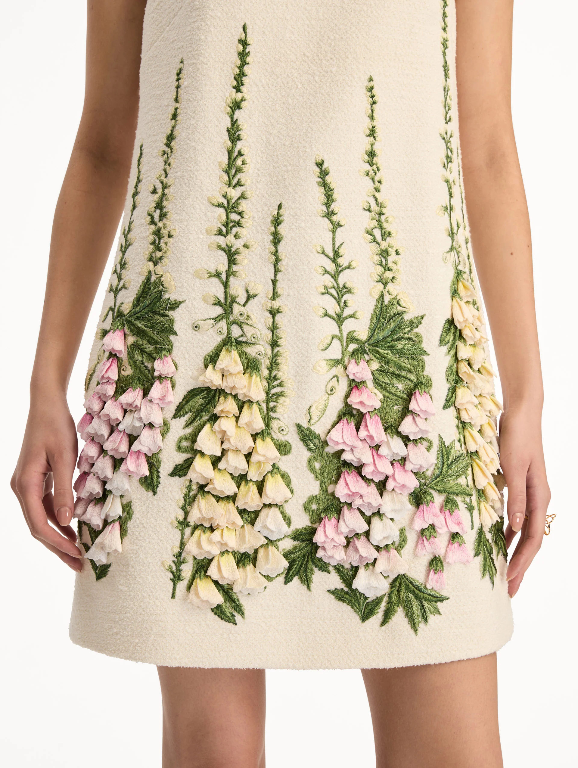 Foxglove Embroidered Tweed Shift Dress - Image 5