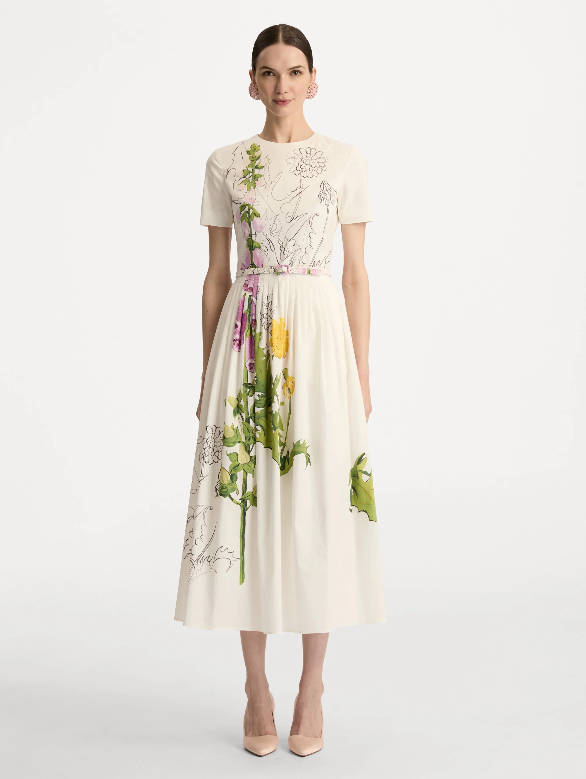 Foxglove Sketch Cotton Poplin Dress - Image 2