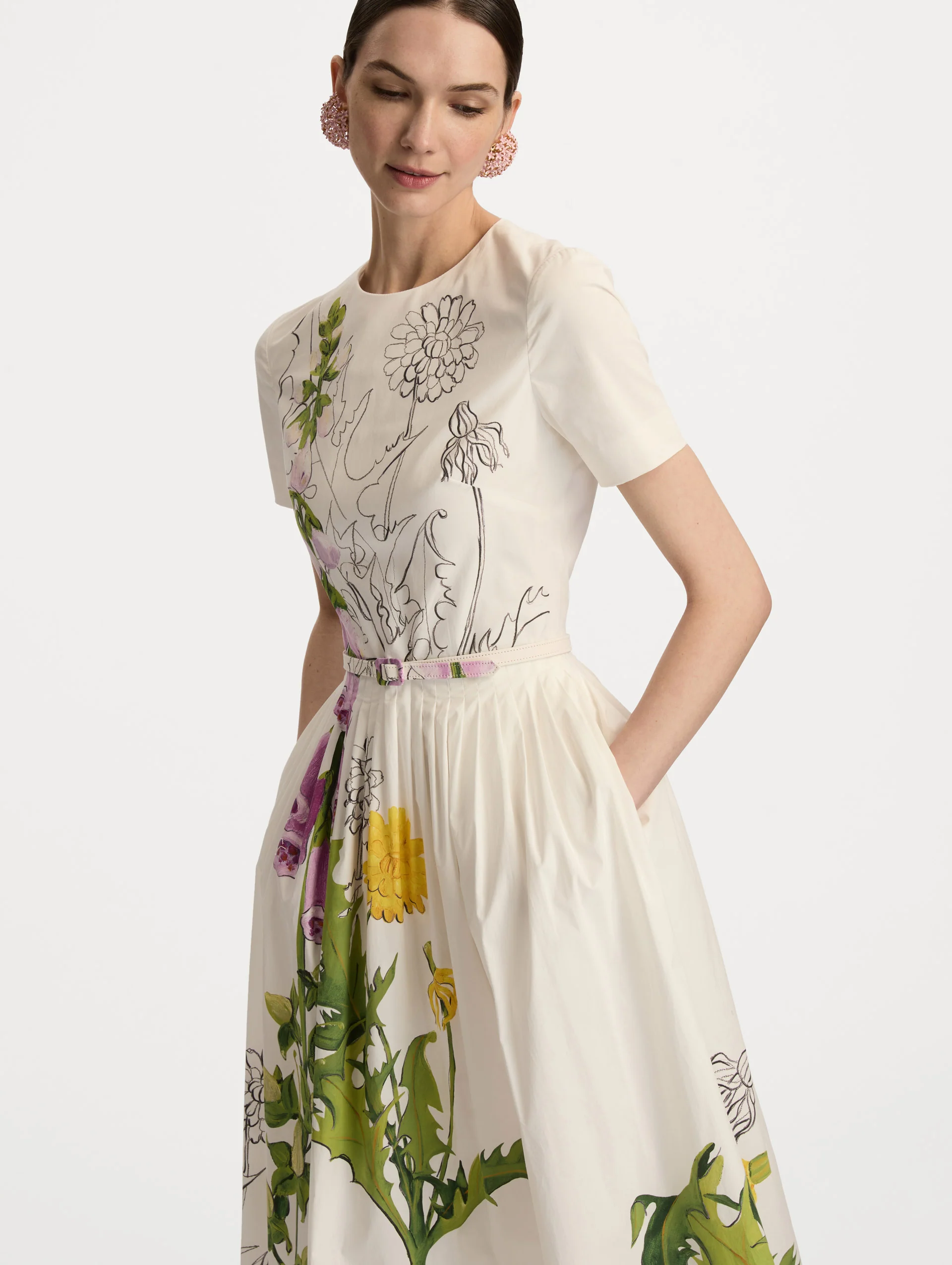 Foxglove Sketch Cotton Poplin Dress - Image 5