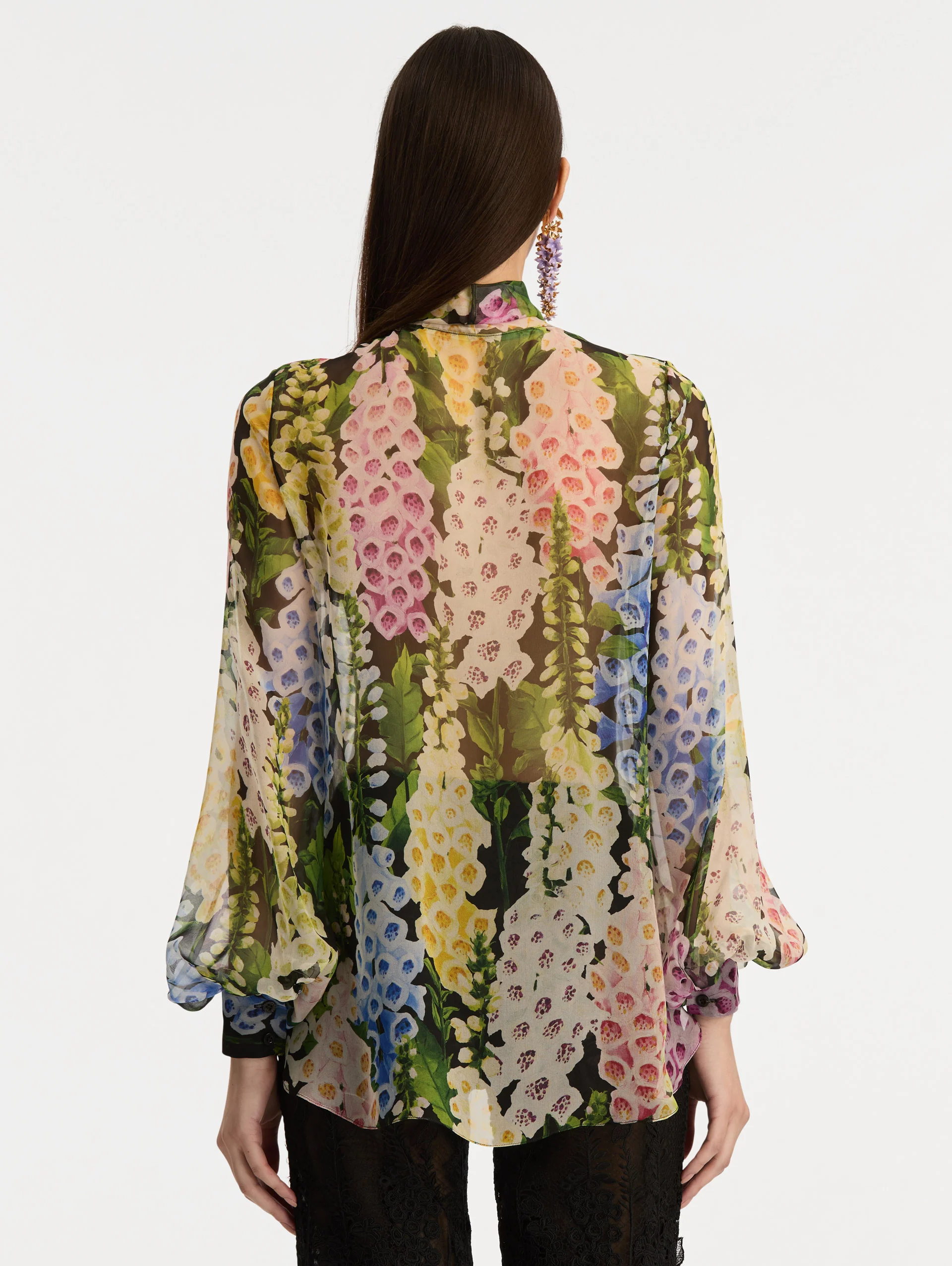 Foxglove Tie-Neck Chiffon Blouse - Image 4