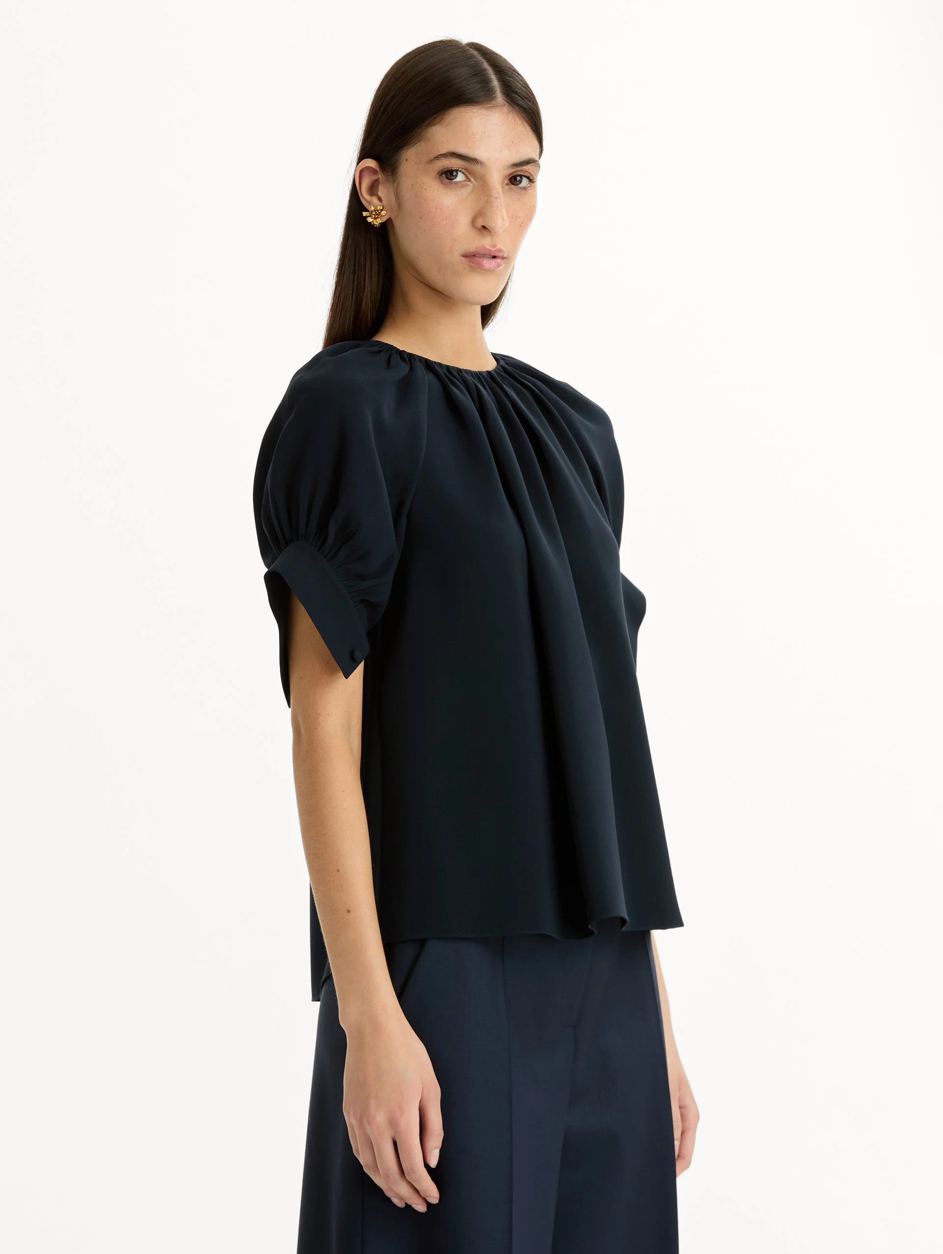 Gathered Silk Georgette Blouse - Image 5