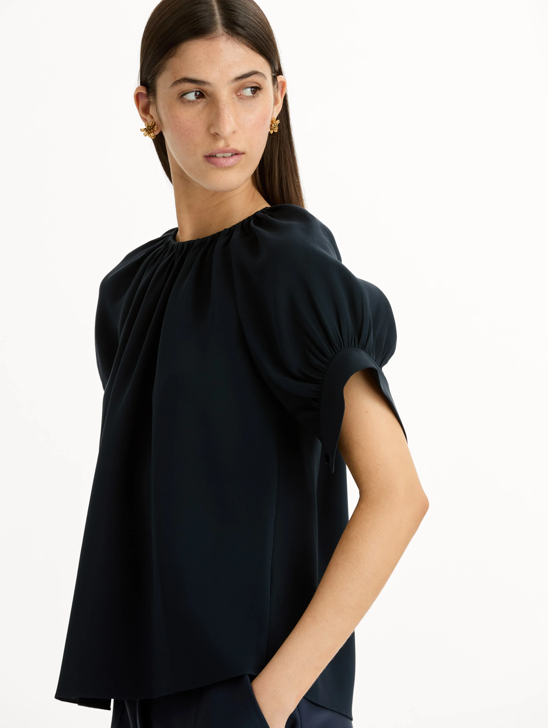 Gathered Silk Georgette Blouse - Image 6