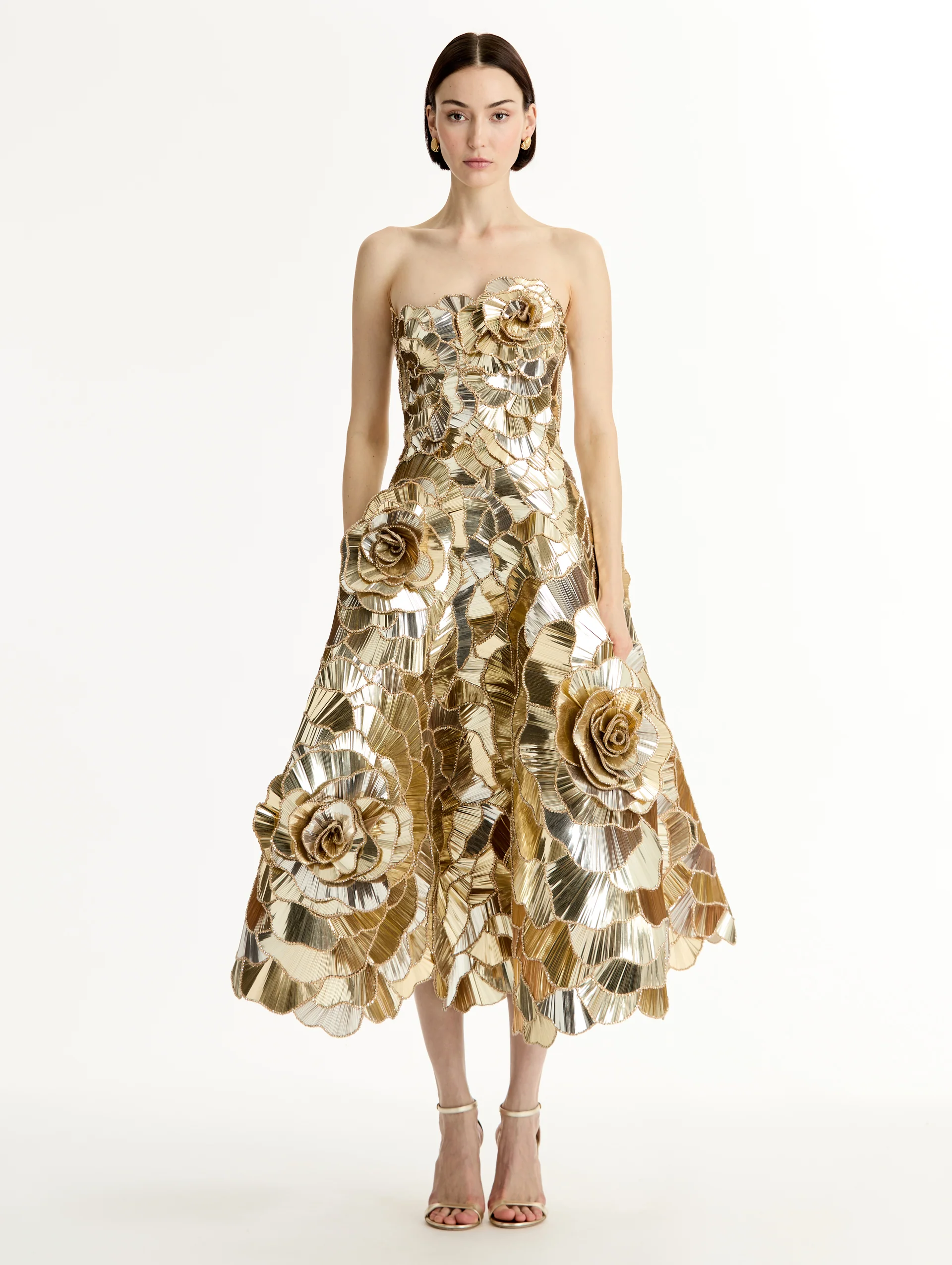 Geometric Sequin Rosette Cocktail Dress - Image 2