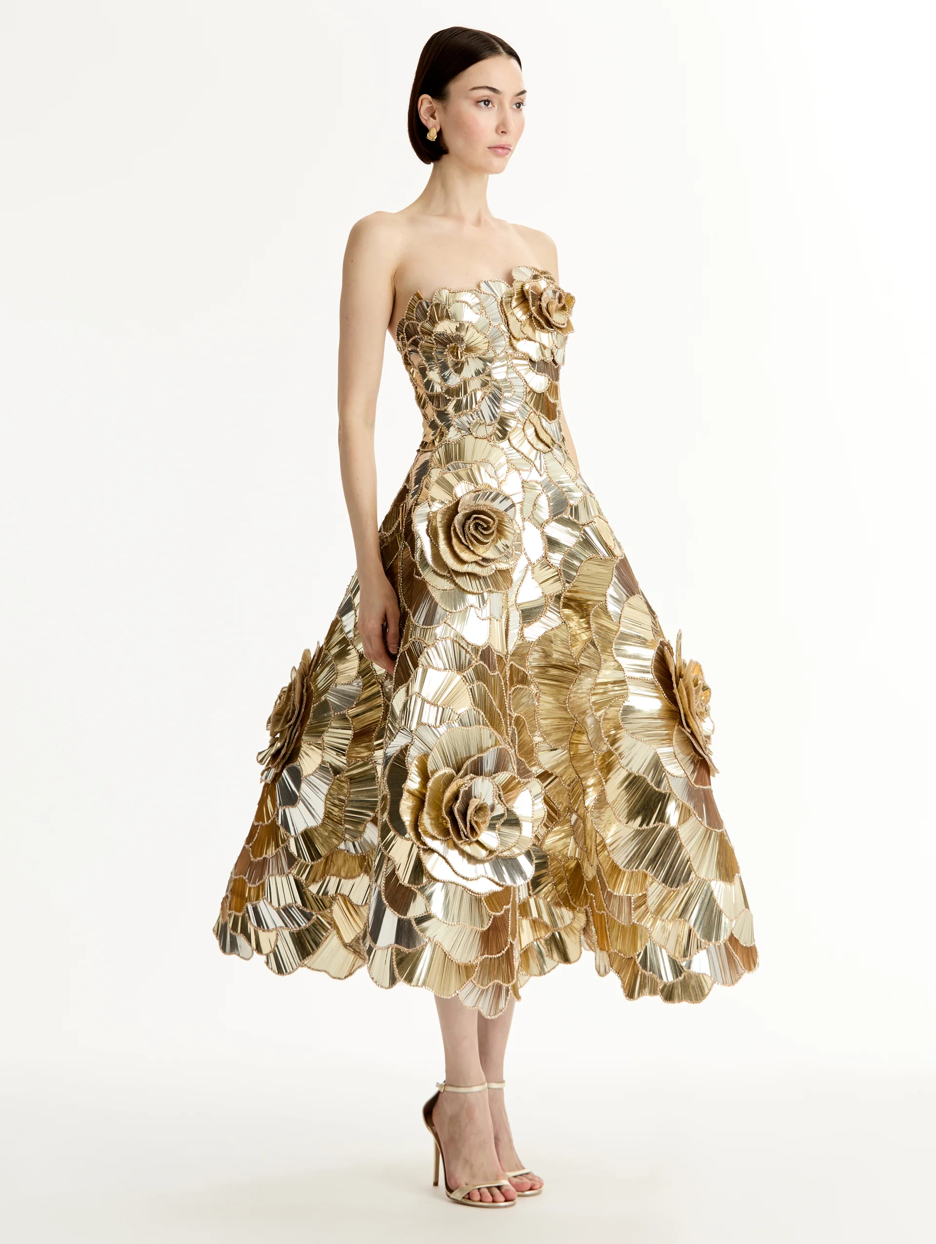 Geometric Sequin Rosette Cocktail Dress - Image 3