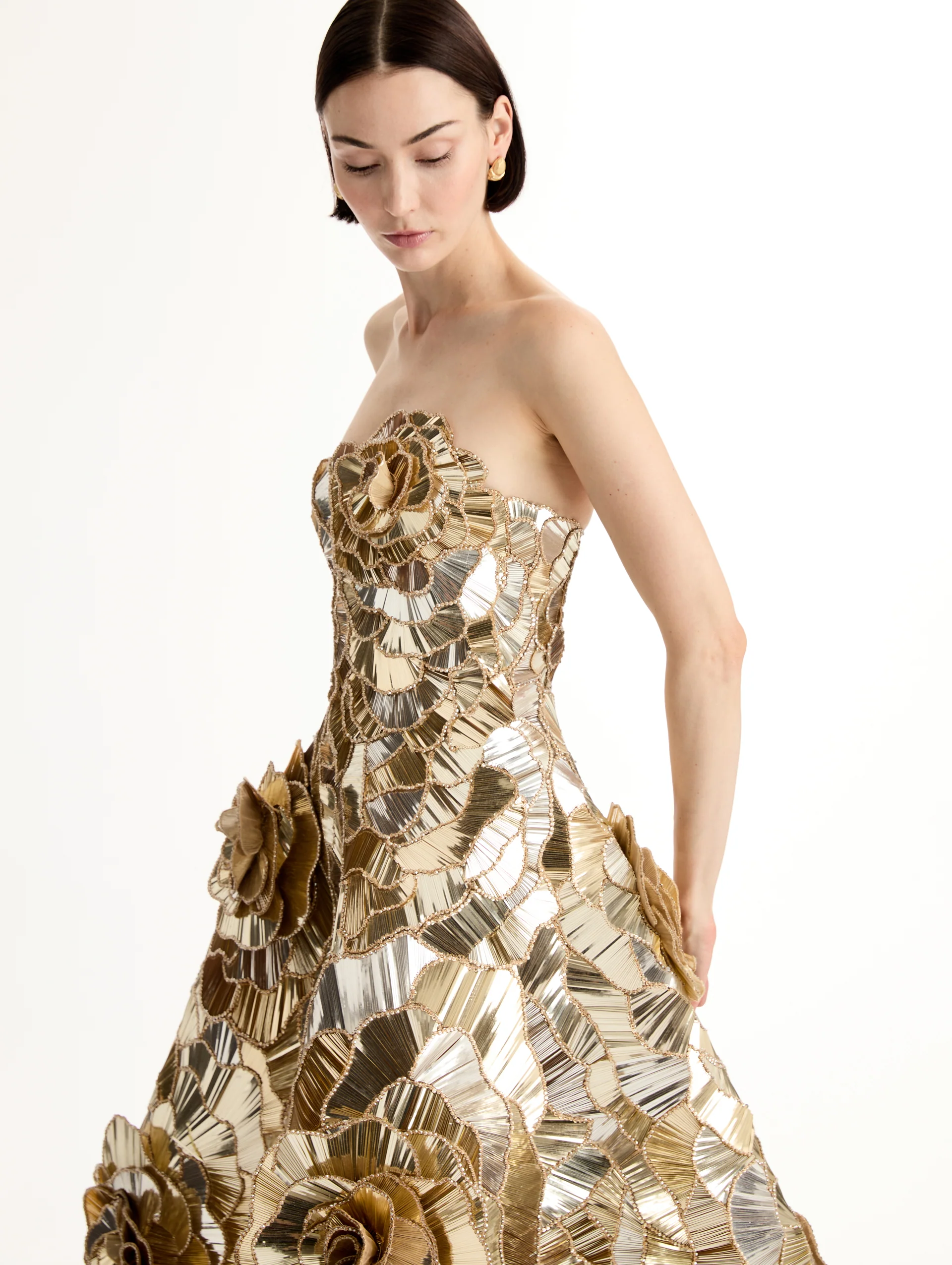 Geometric Sequin Rosette Cocktail Dress - Image 5