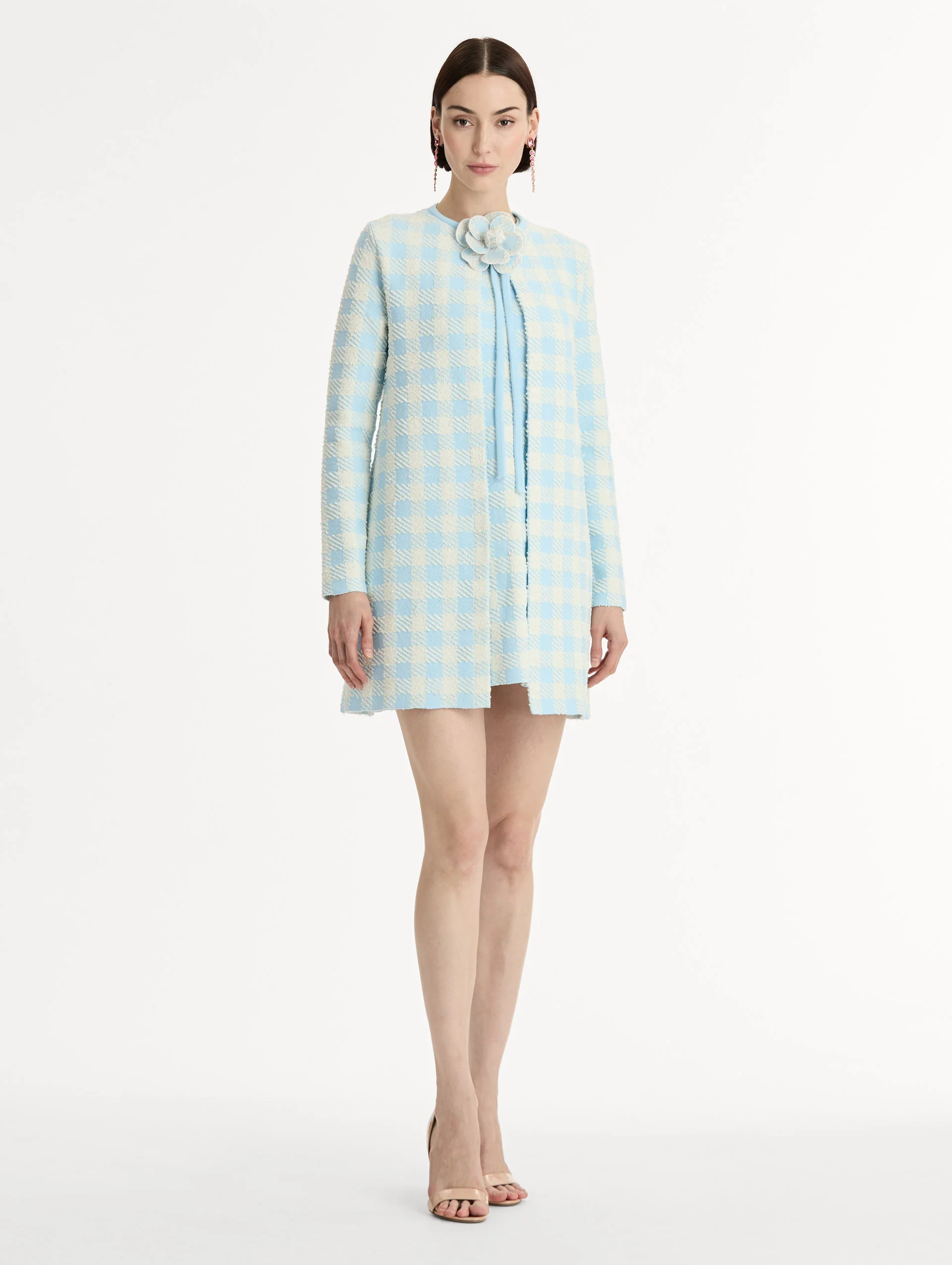 Gingham Coat with Floral Appliqué - Image 4