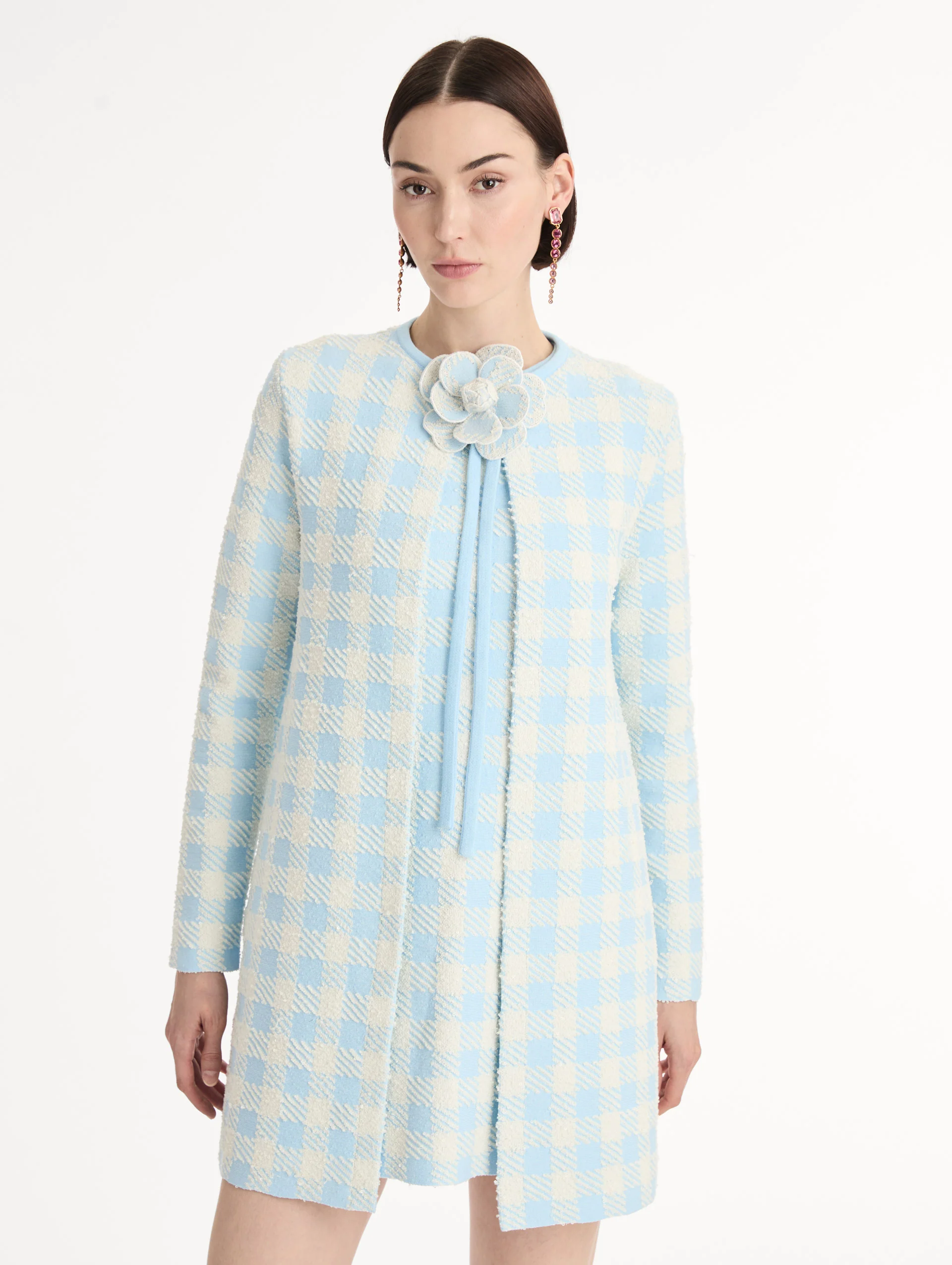 Gingham Coat with Floral Appliqué - Image 5