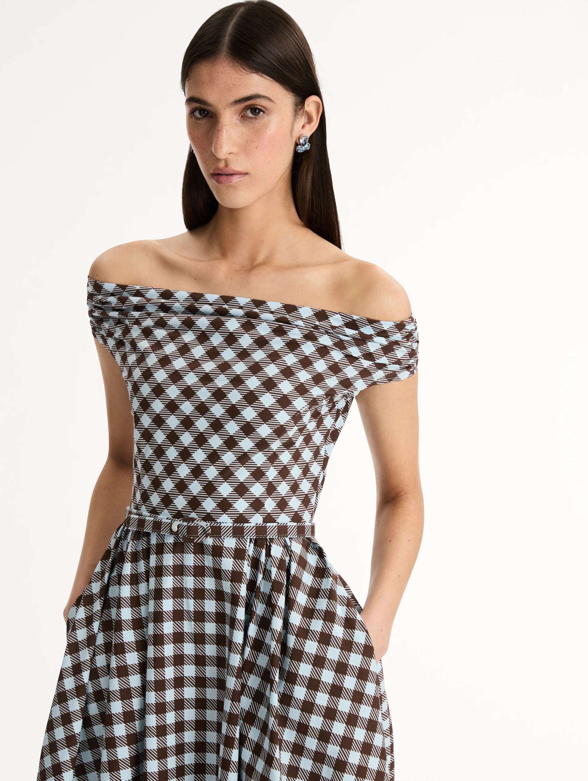 Gingham Cotton Poplin Dress - Image 5