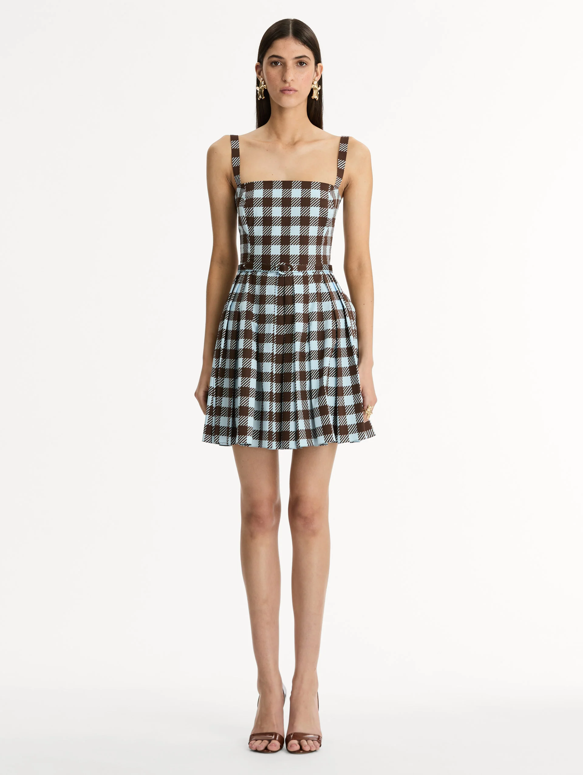 Gingham Cotton Poplin Sleeveless Dress - Image 2