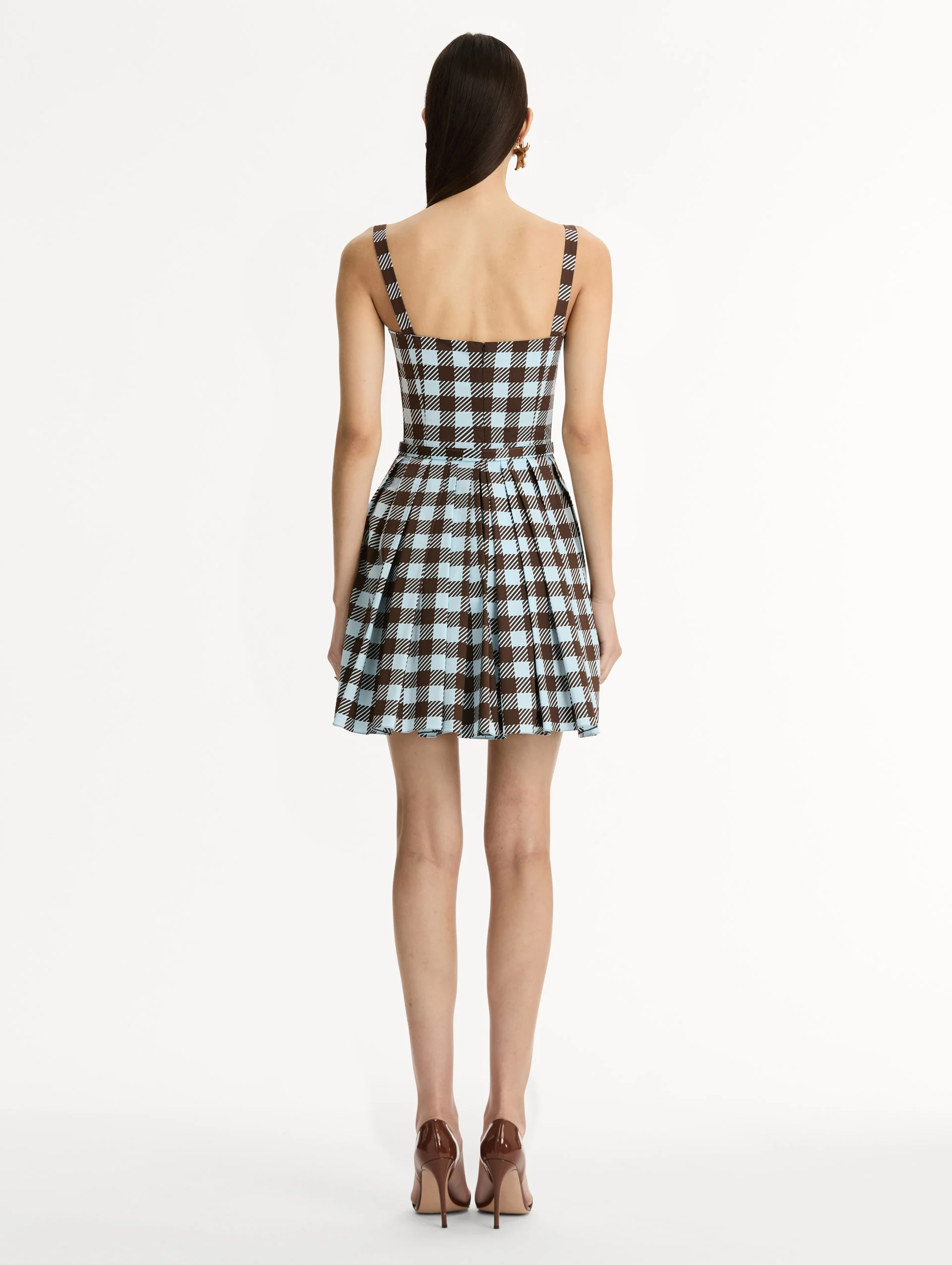 Gingham Cotton Poplin Sleeveless Dress - Image 3
