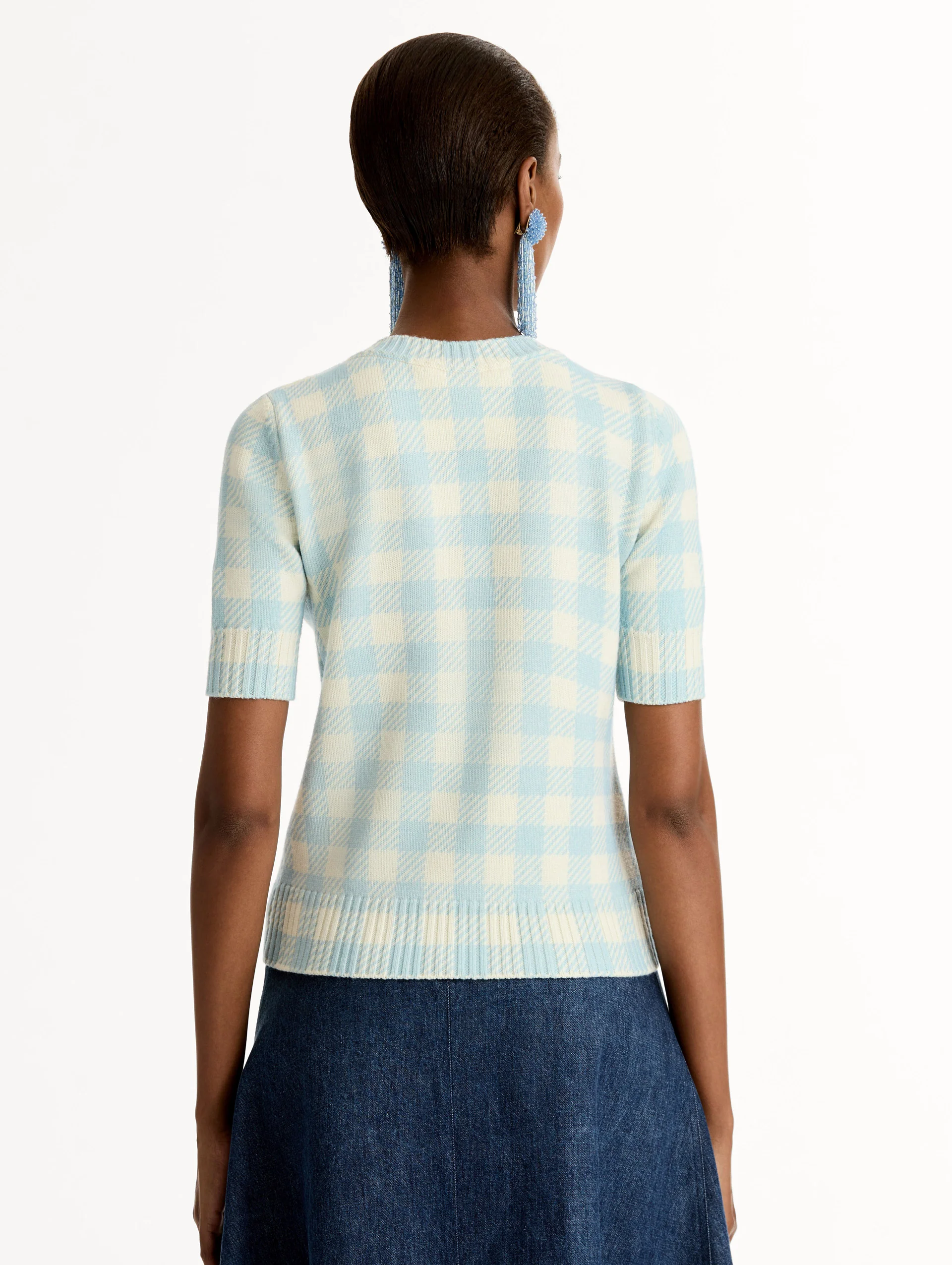 Gingham Pullover with Floral Appliqué - Image 3