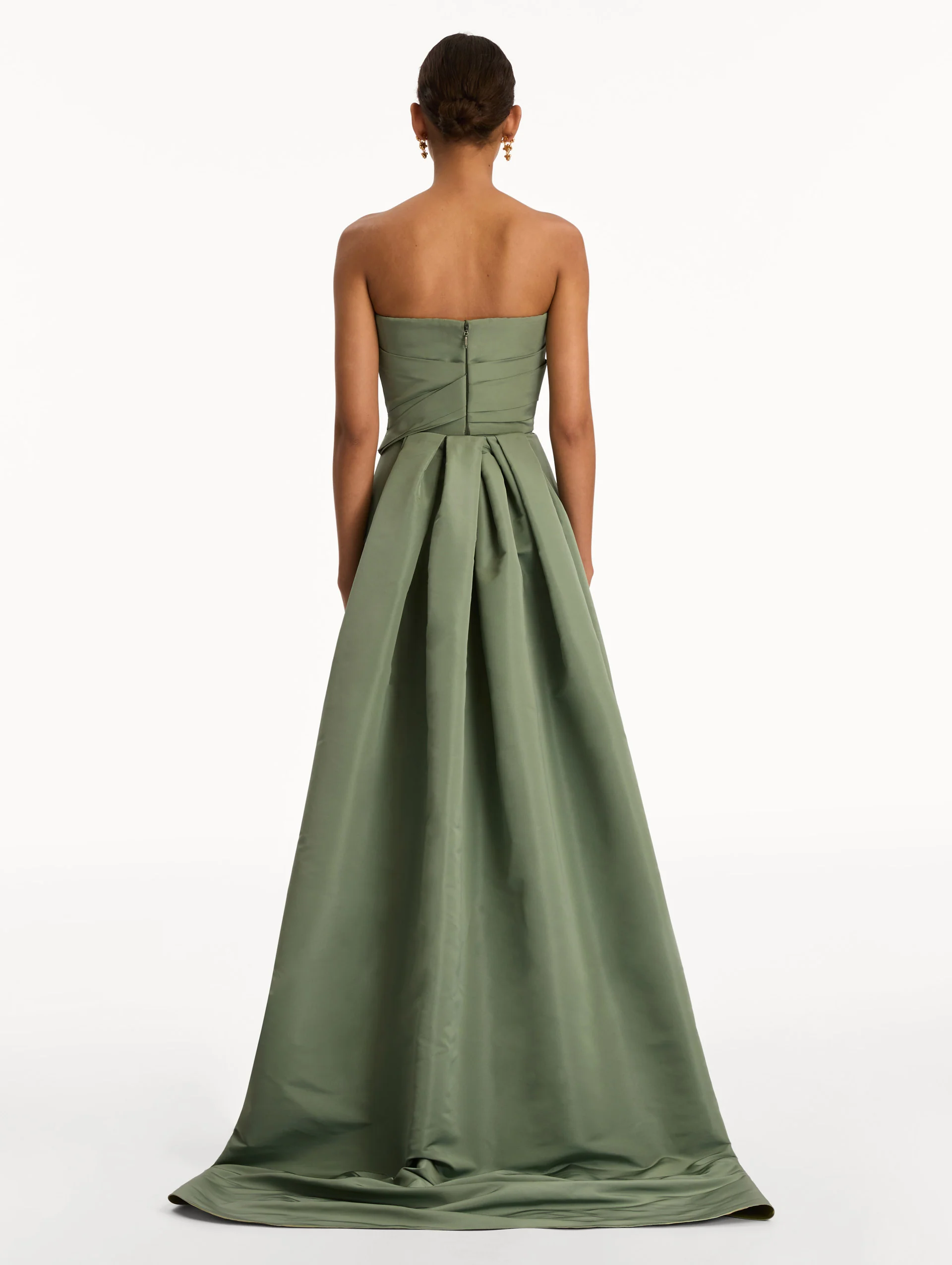 Gold Leaf Embroidered Faille Gown - Image 3