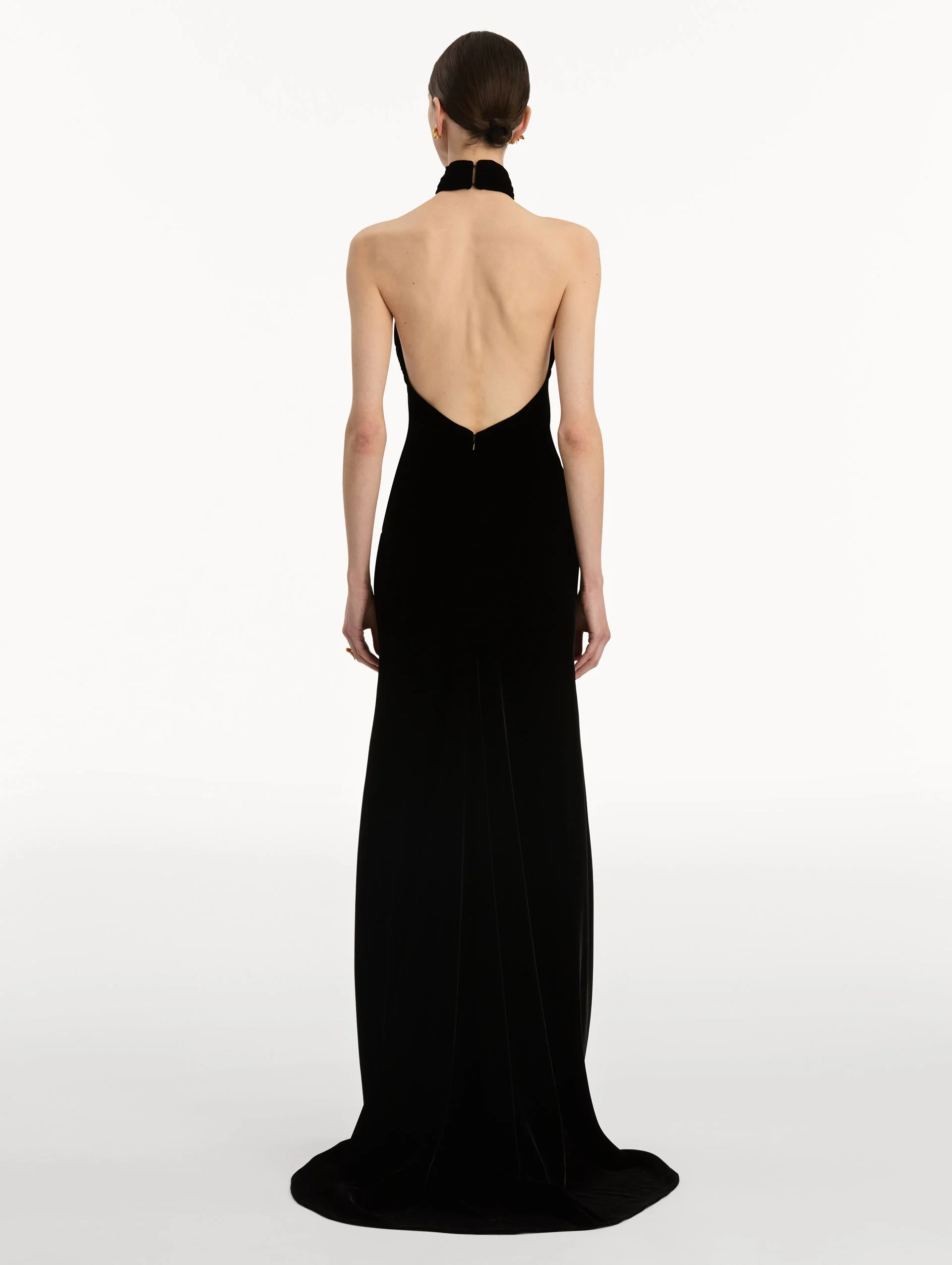 Gold Leaf Embroidered Velvet Gown - Image 3