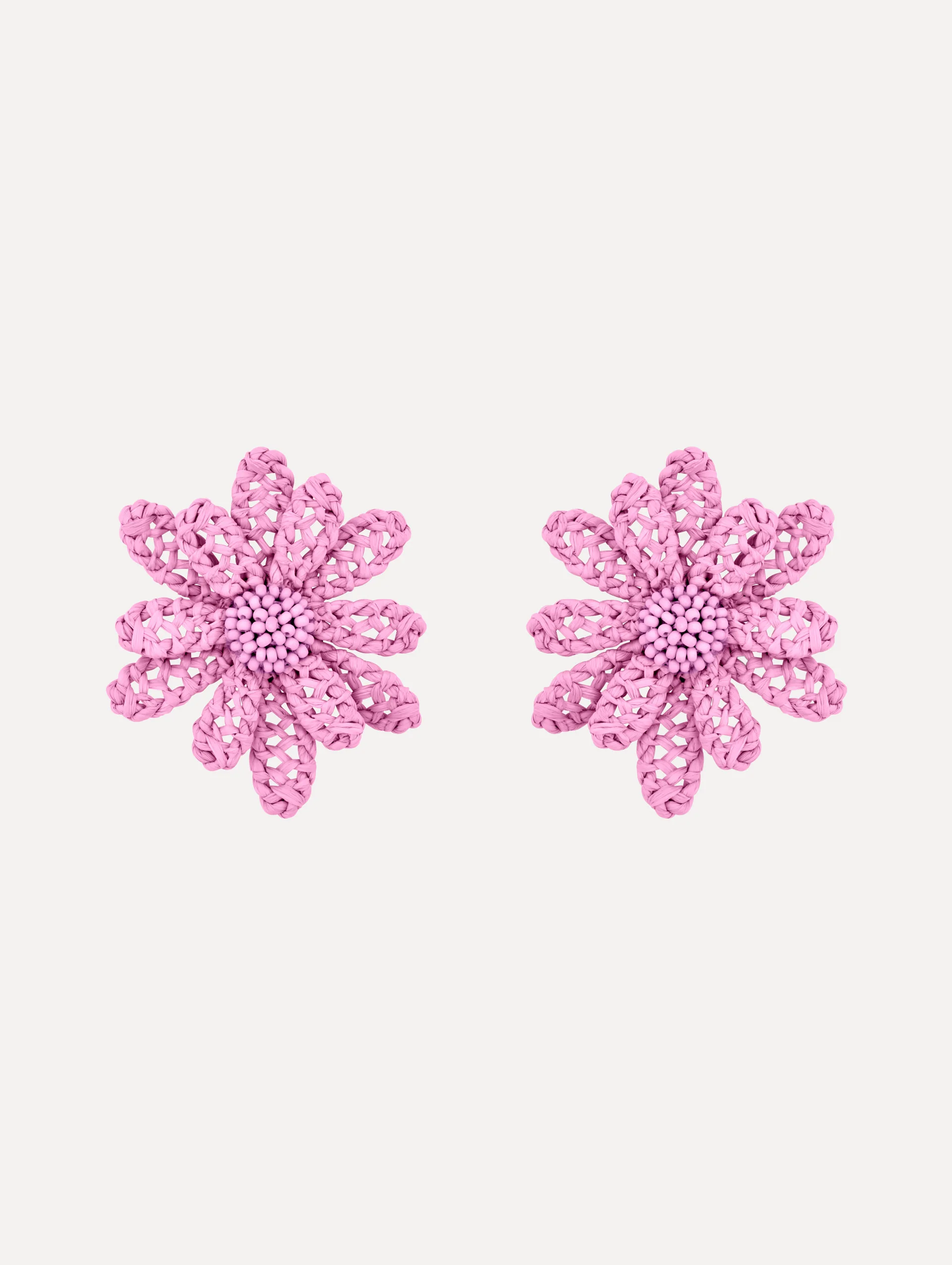 Large Woven Raffia Flower Earrings