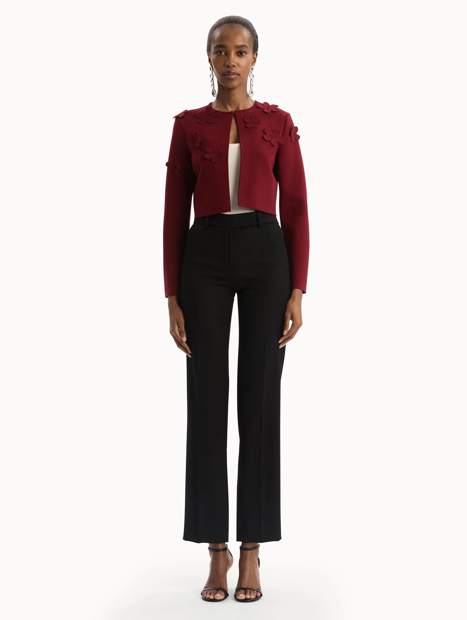 Laser-Cut Floral Knit Cardigan - Image 3