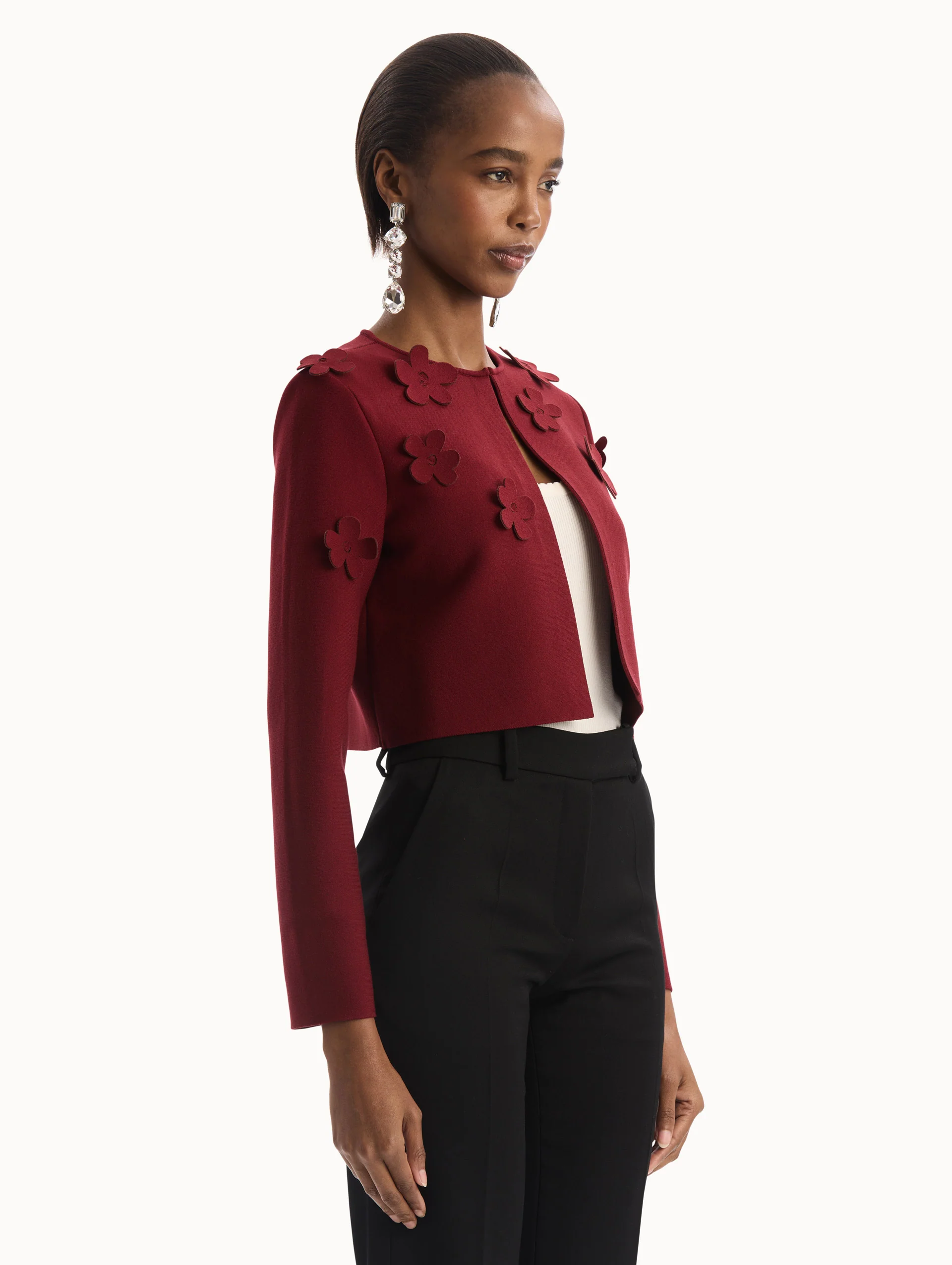 Laser-Cut Floral Knit Cardigan - Image 5