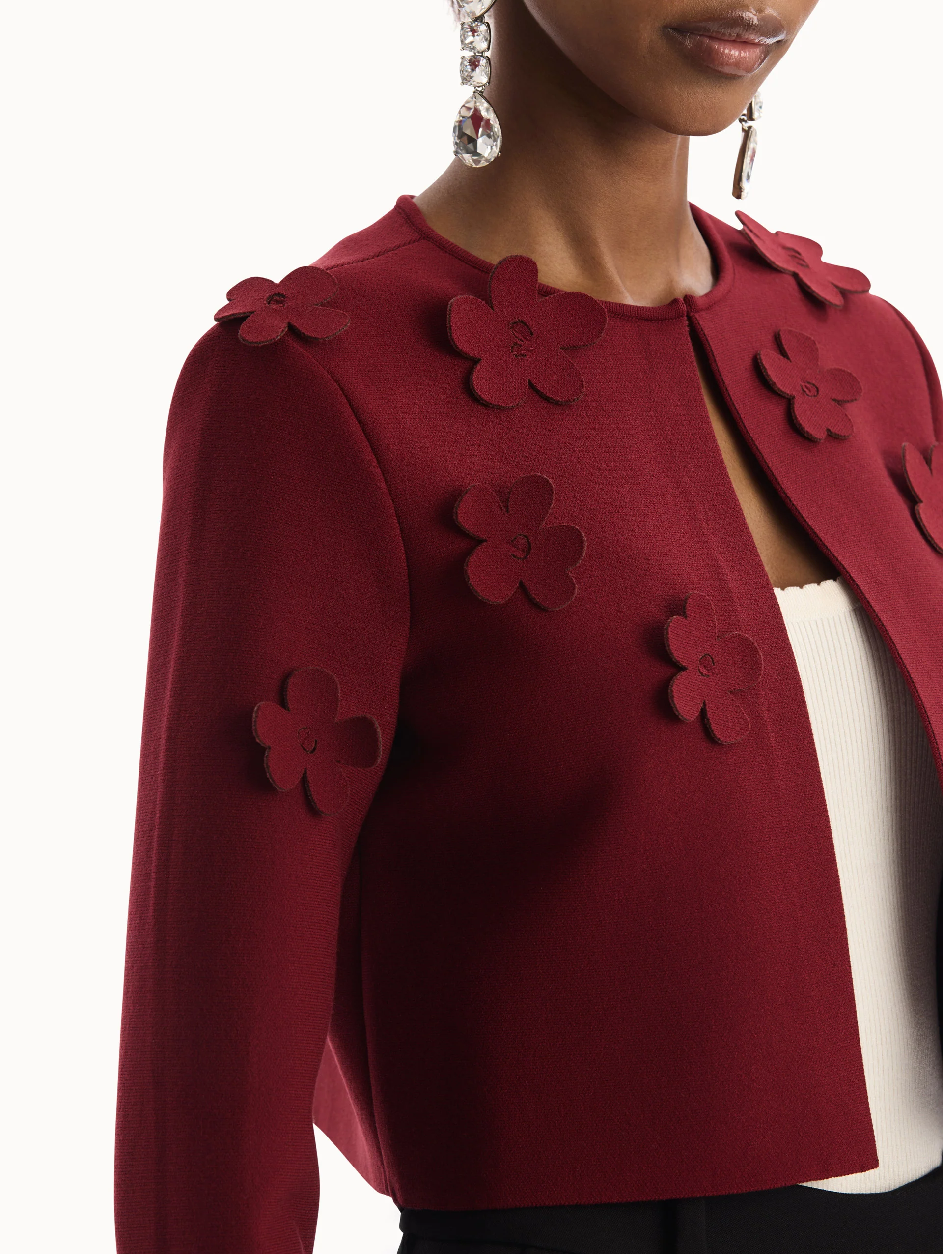 Laser-Cut Floral Knit Cardigan - Image 6