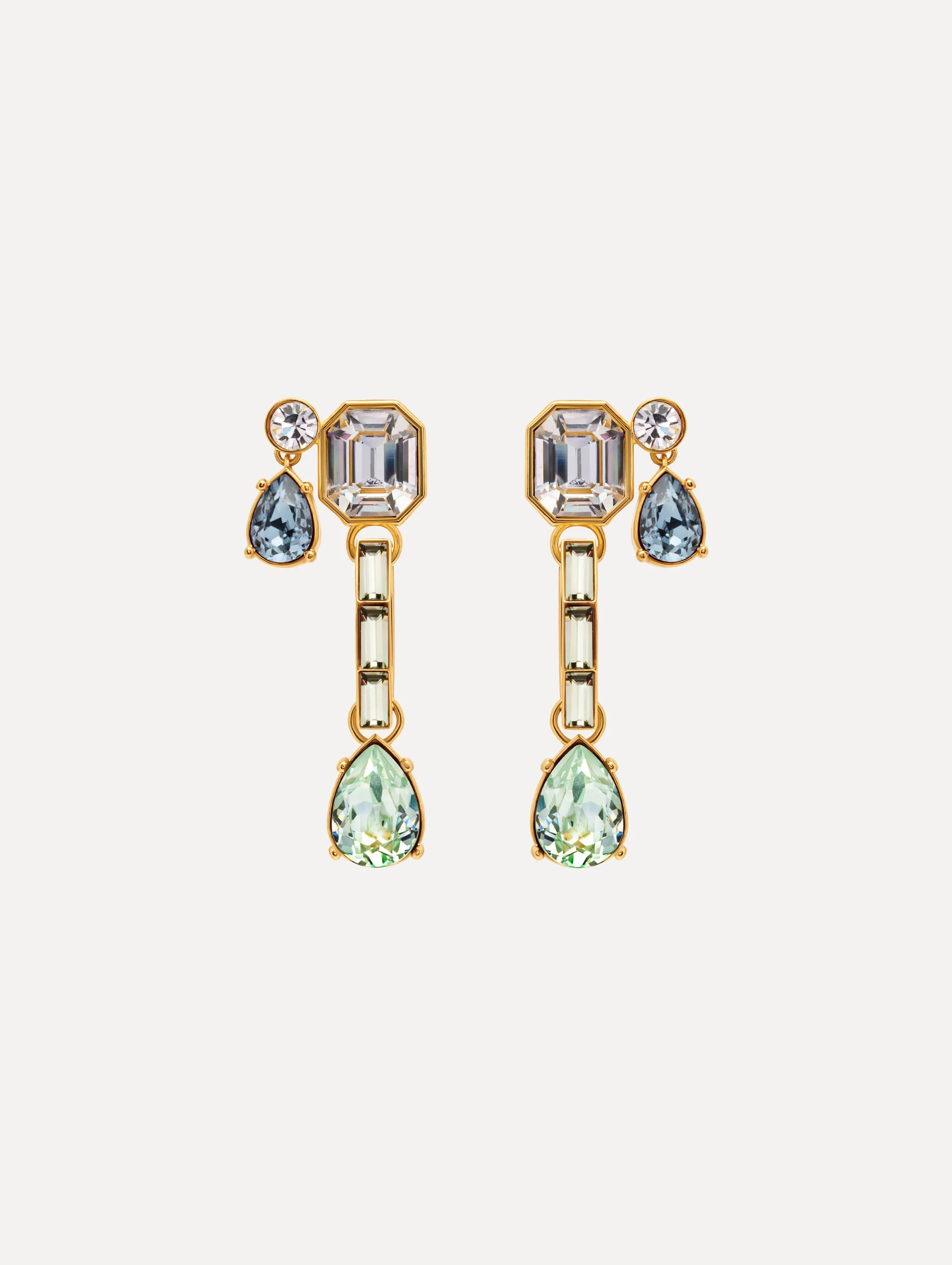 Mixed-Stone Linear Drop Earrings
