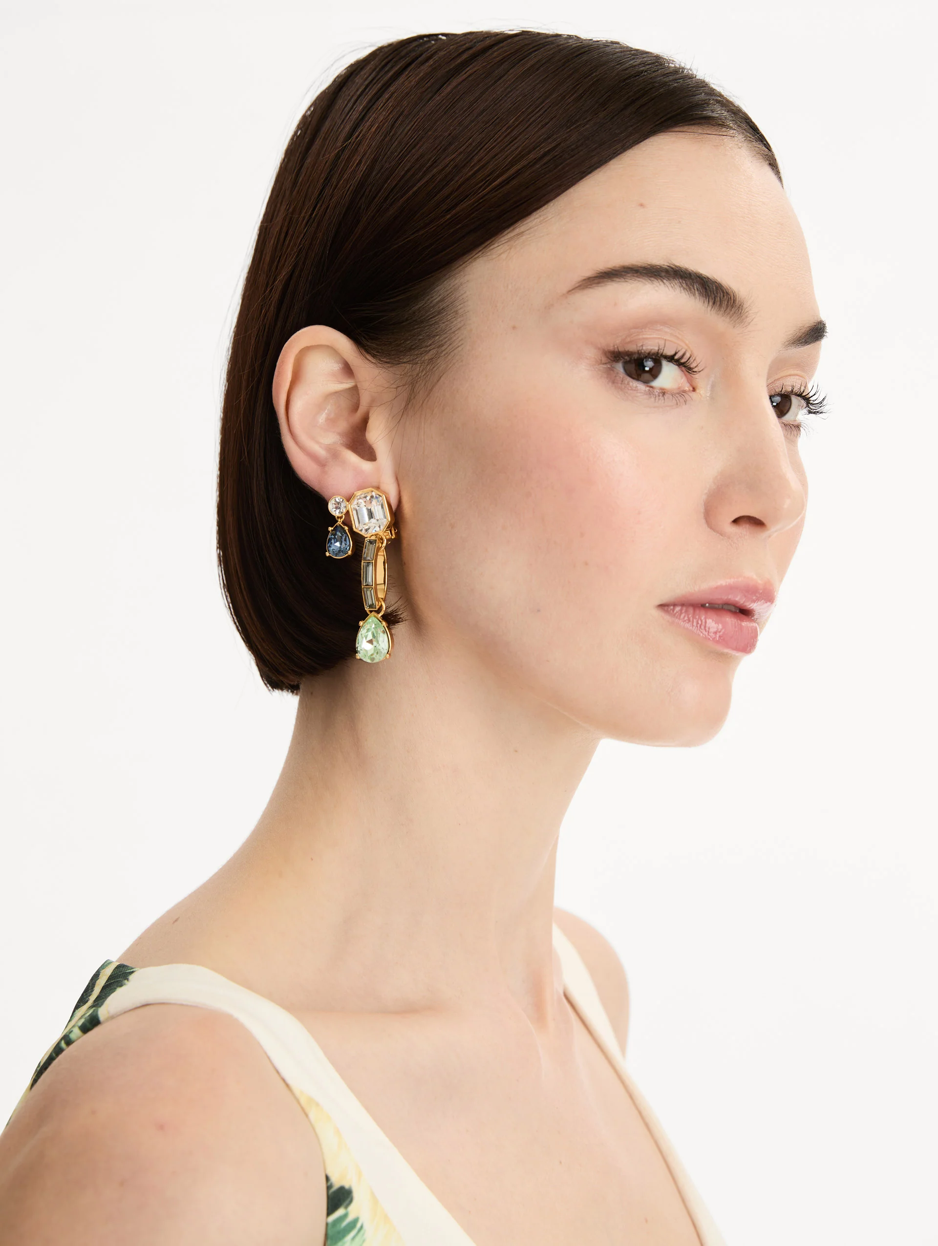 Mixed-Stone Linear Drop Earrings - Image 2