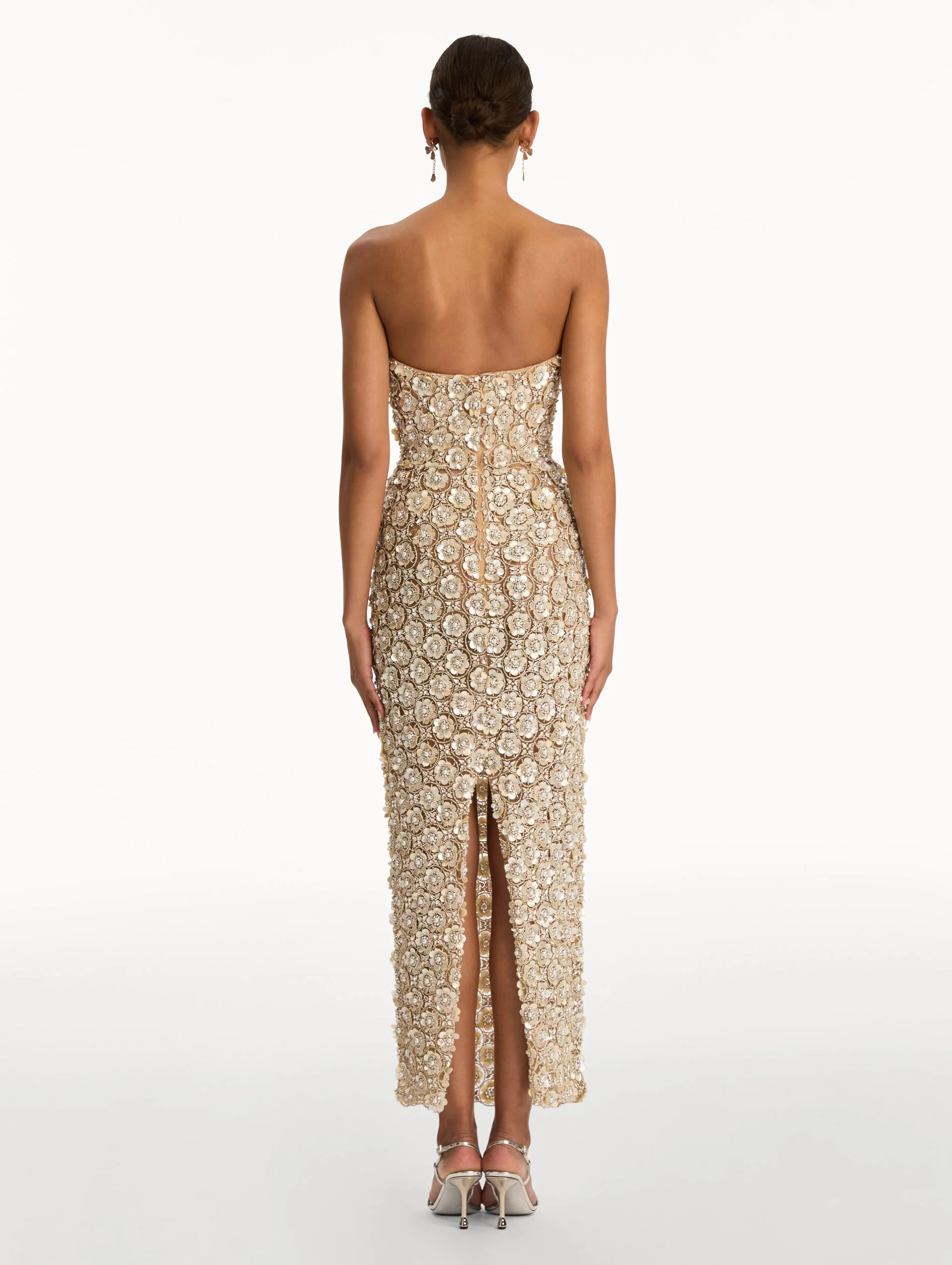 Mother of Pearl Embroidered Column Gown - Image 3