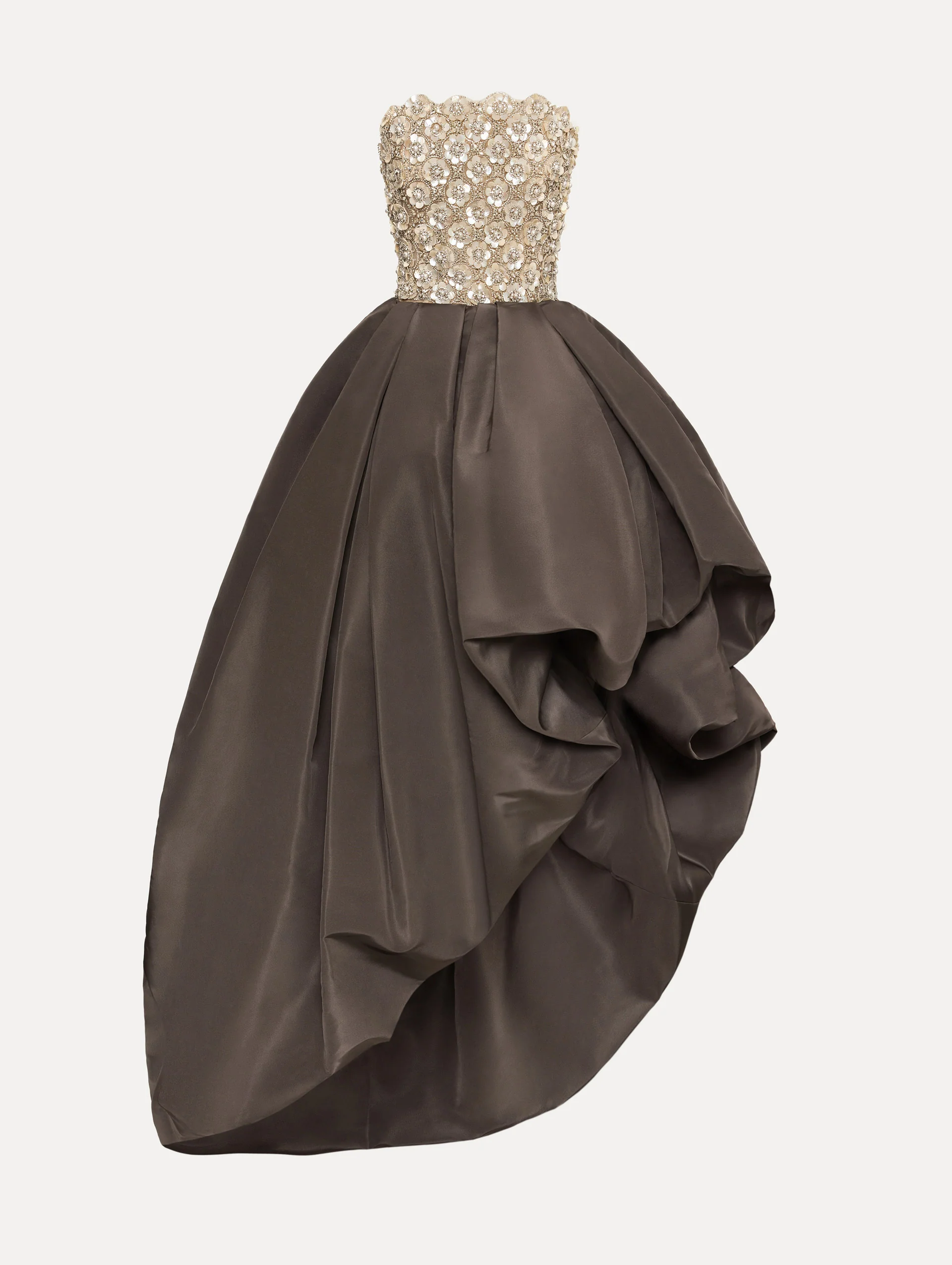Mother of Pearl Embroidered High-Low Gown