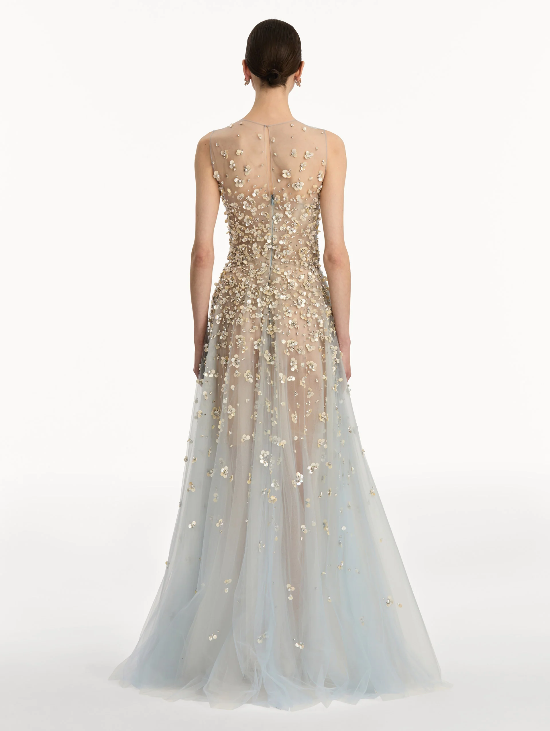 Mother of Pearl Embroidered Illusion Gown - Image 3