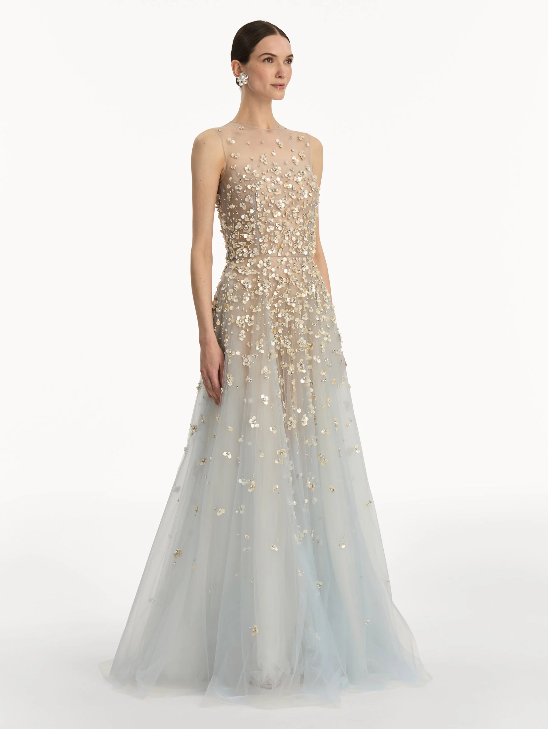 Mother of Pearl Embroidered Illusion Gown - Image 4