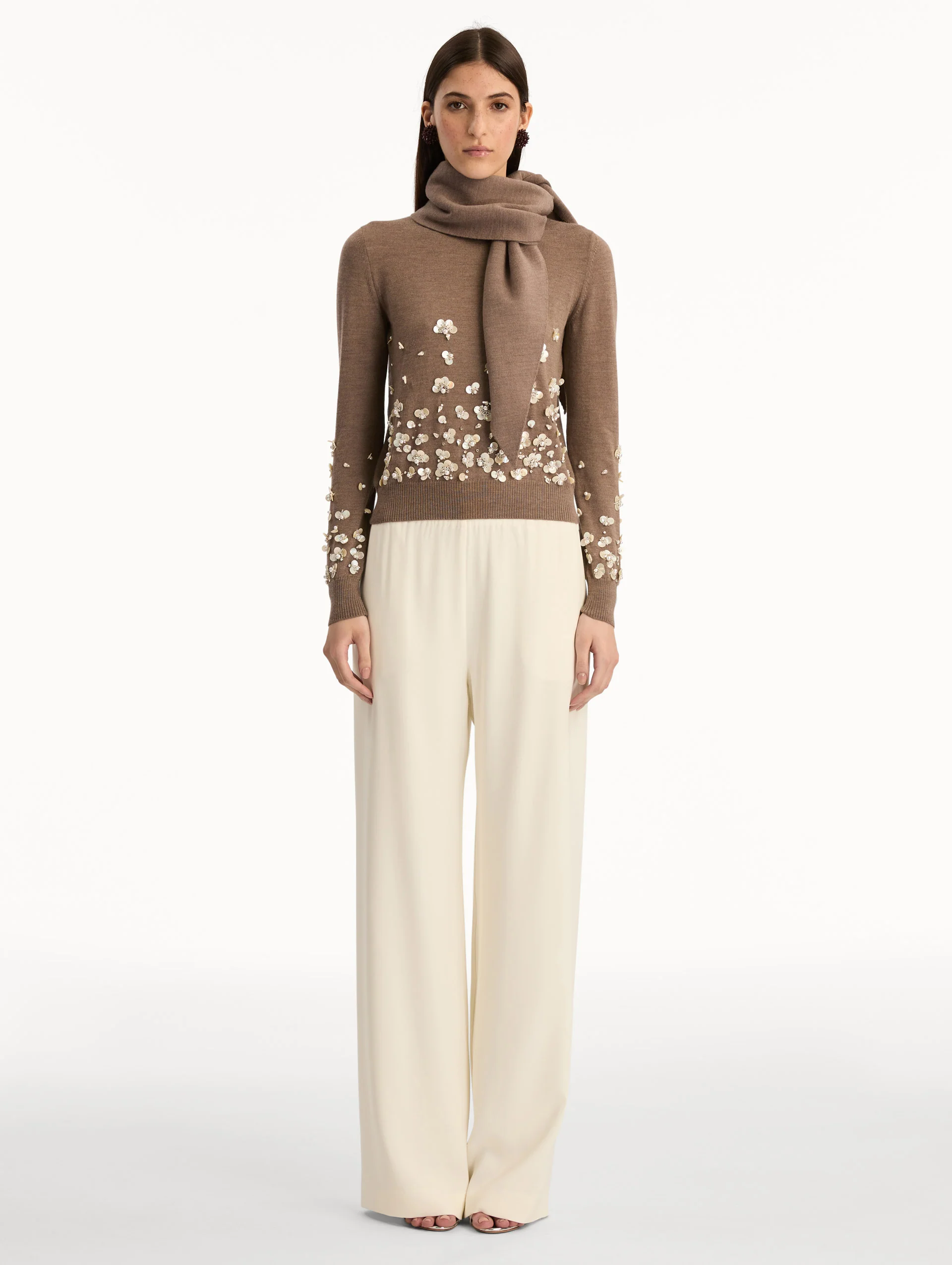 Mother of Pearl Embroidered Pullover with Scarf - Image 3