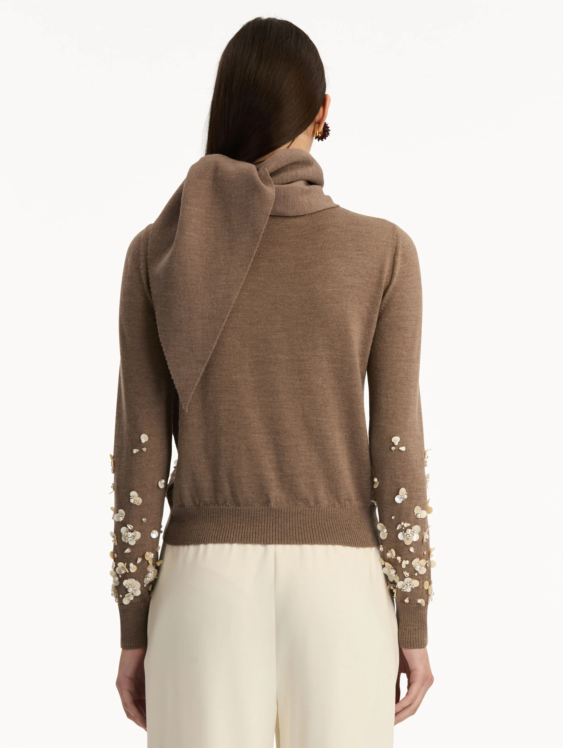Mother of Pearl Embroidered Pullover with Scarf - Image 4