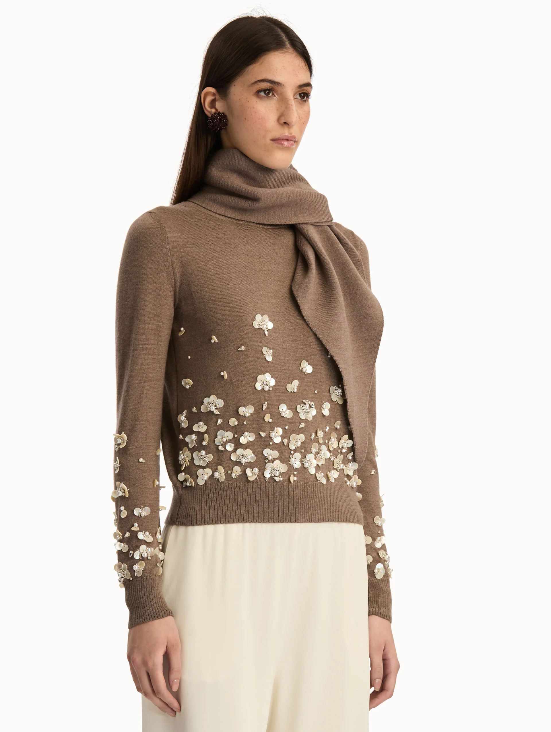 Mother of Pearl Embroidered Pullover with Scarf - Image 5