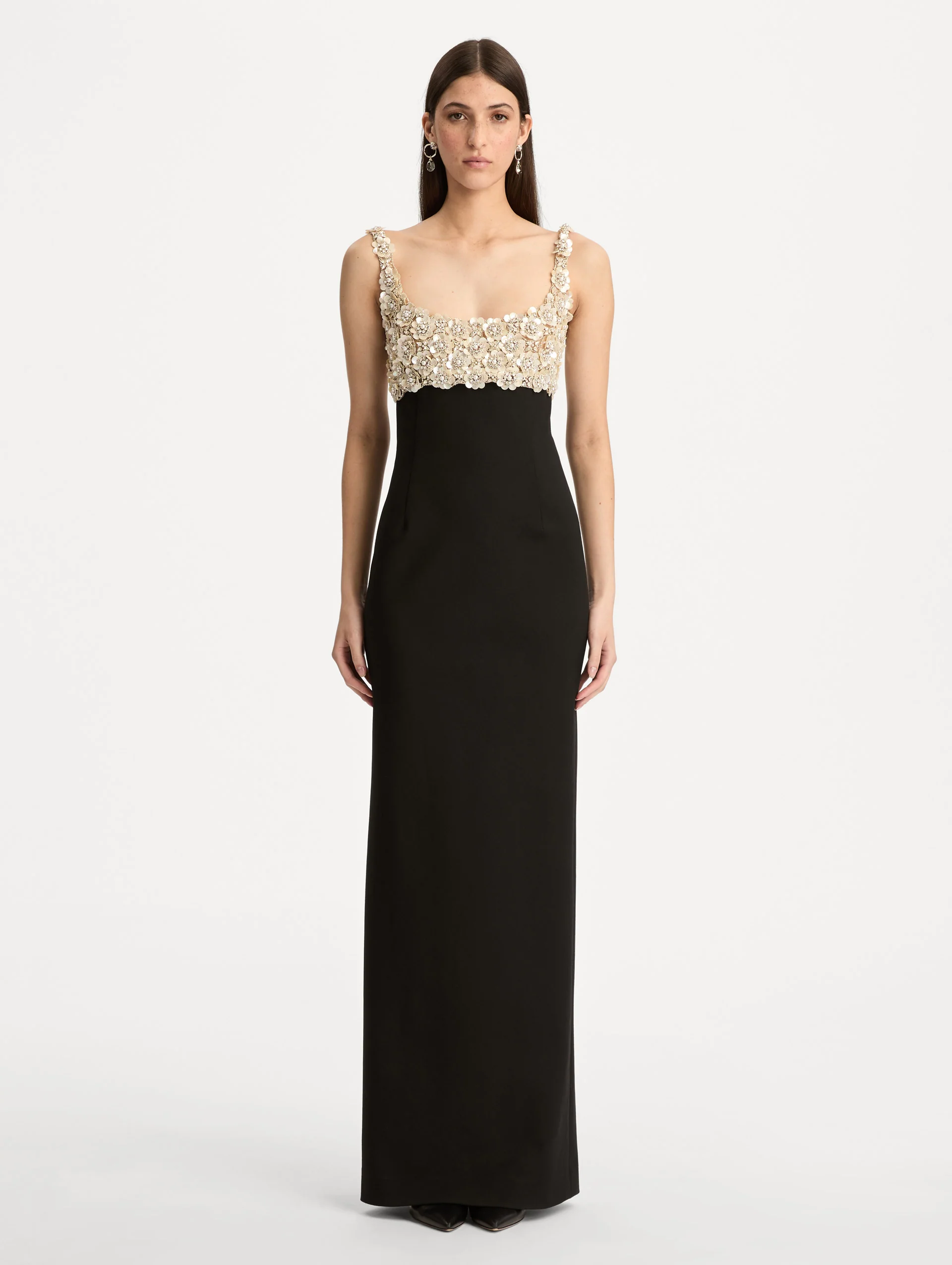 Mother of Pearl Embroidered Sleeveless Gown - Image 2
