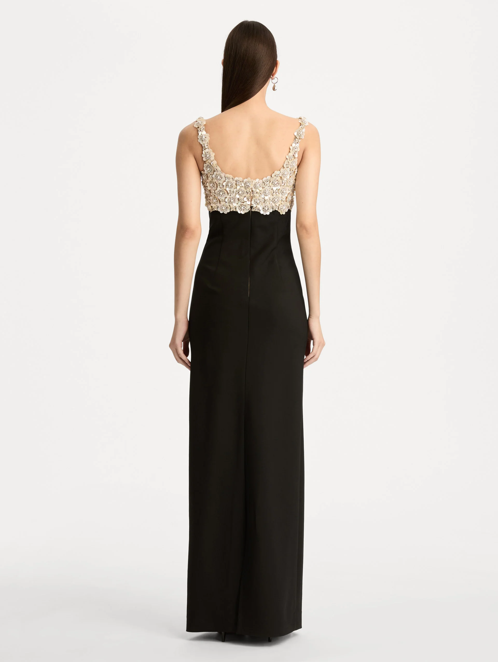 Mother of Pearl Embroidered Sleeveless Gown - Image 3