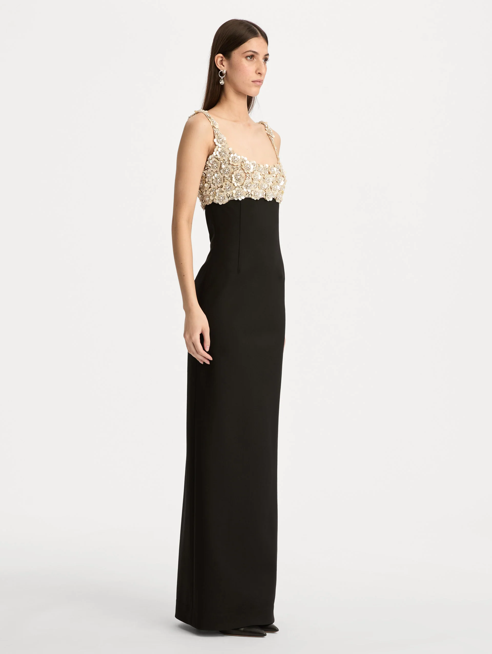 Mother of Pearl Embroidered Sleeveless Gown - Image 4