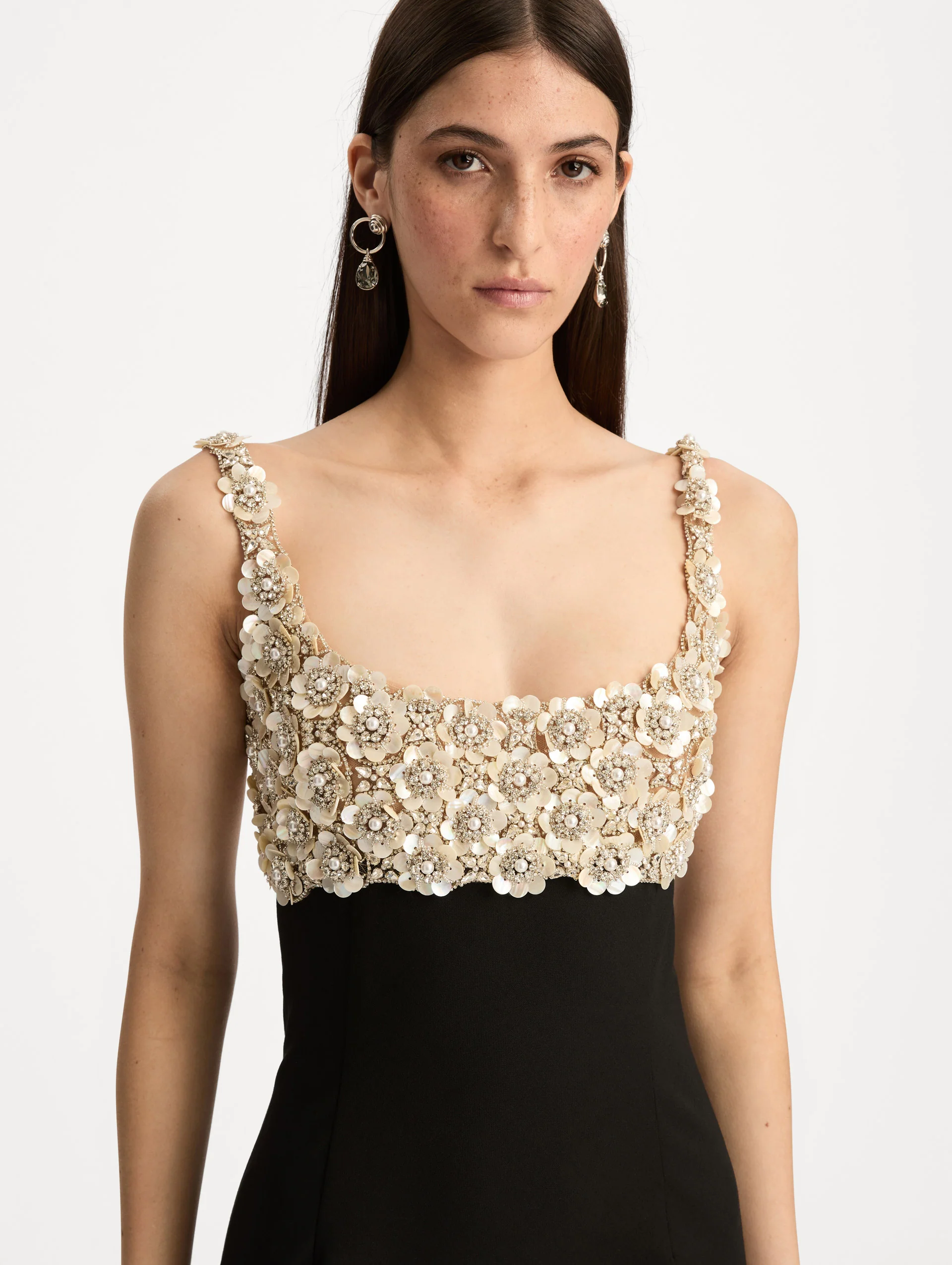Mother of Pearl Embroidered Sleeveless Gown - Image 5